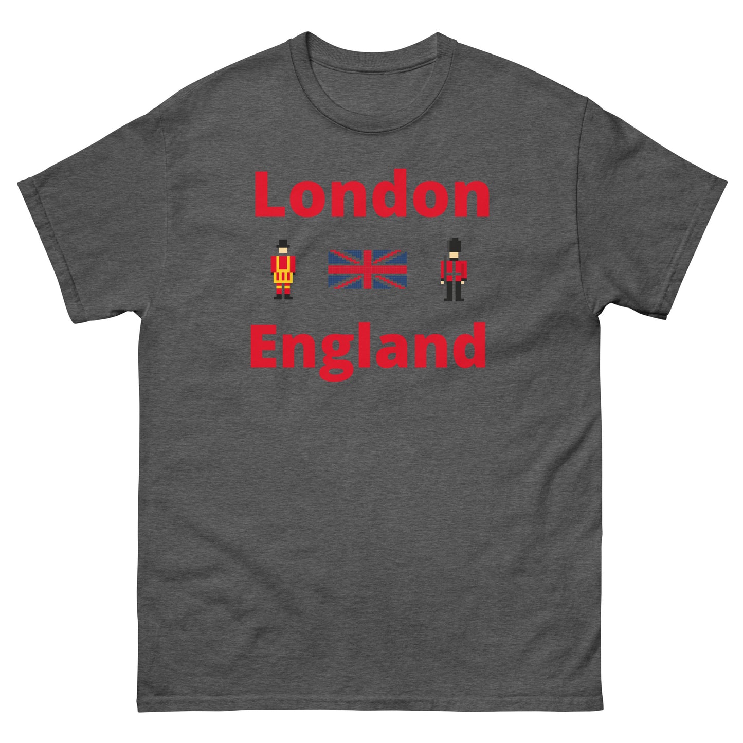 London England Royal Guard T-Shirt – Iconic British Soldier Tee for UK Fans & Tourists Dark Heather t-shirt