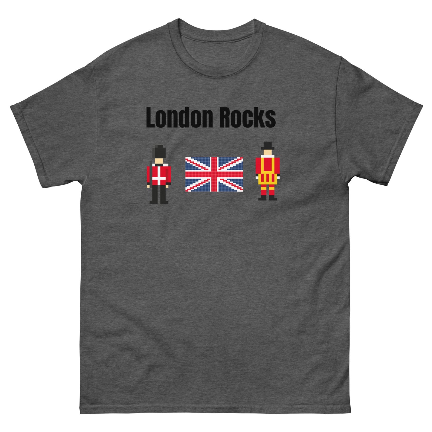 London Rocks T-Shirt – British Royal Guard Graphic Tee for UK Fans & Tourists Dark Heather t-shirt