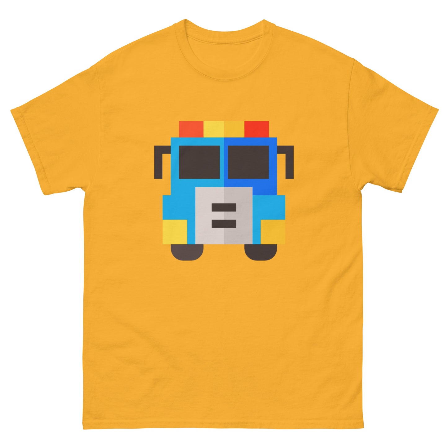 American Fire Truck Pixel Art T-Shirt - USA Firefighter Classic Tee for Fire Rescue Fans Gold t-shirt