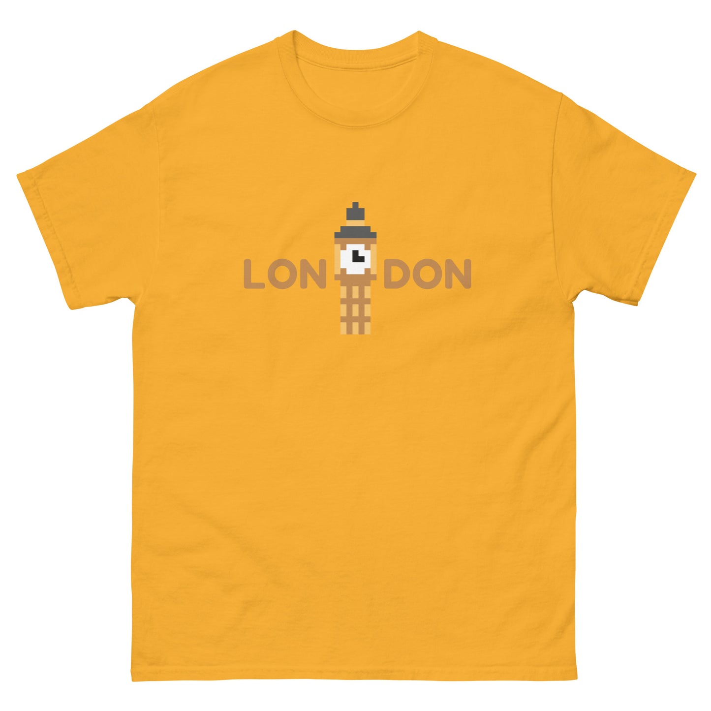 Pixelated Big Ben Inside The Word London - t-shirt Gold t-shirt