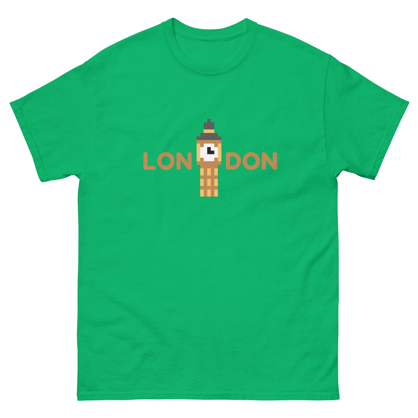 Pixelated Big Ben Inside The Word London - t-shirt Irish Green t-shirt