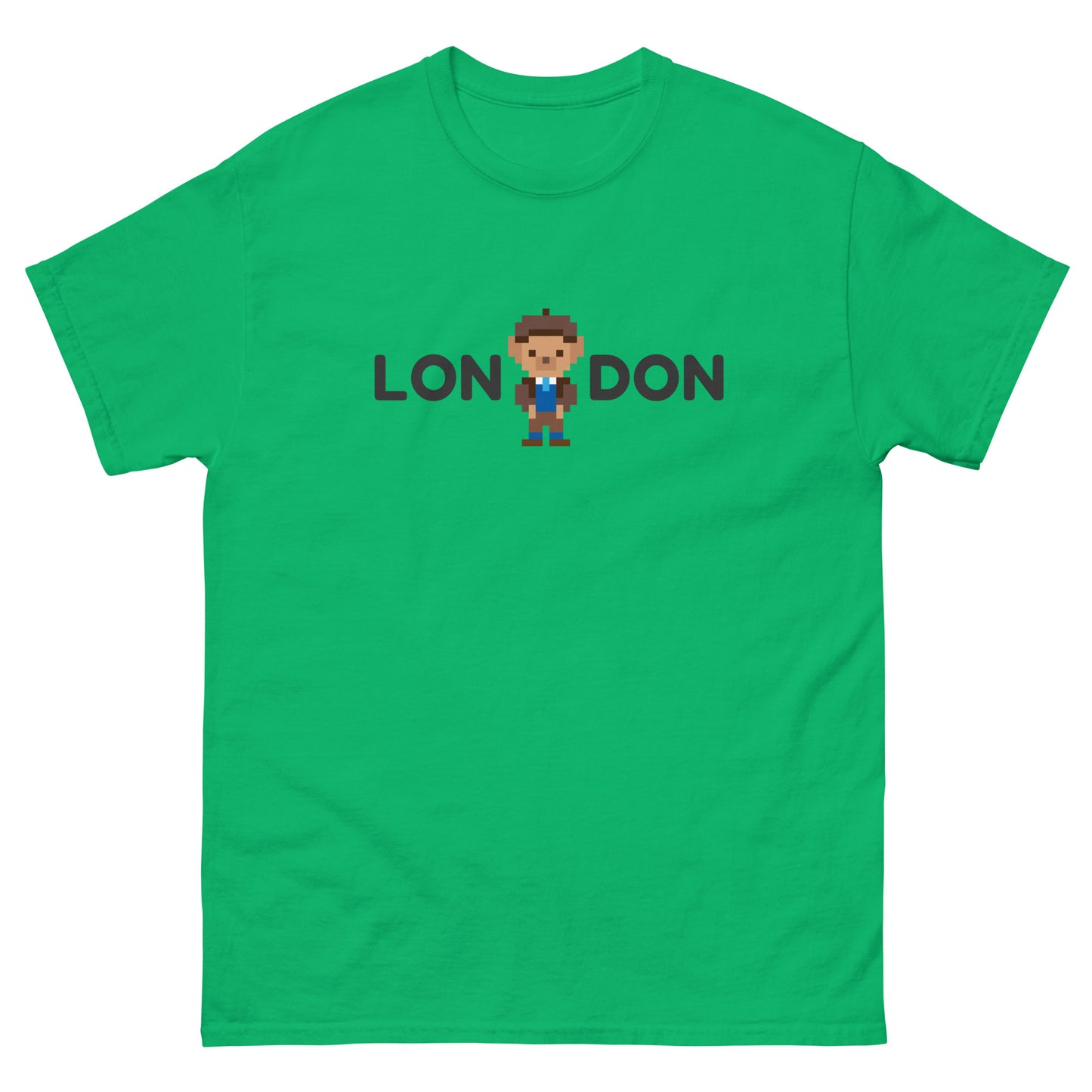 A stylish classic t-shirt featuring a smart teddy bear integrated within the word “London.” Perfect for UK tourists, London lovers, and British culture fans. A great souvenir or gift for travelers, teddy bear collectors, and city explorers.