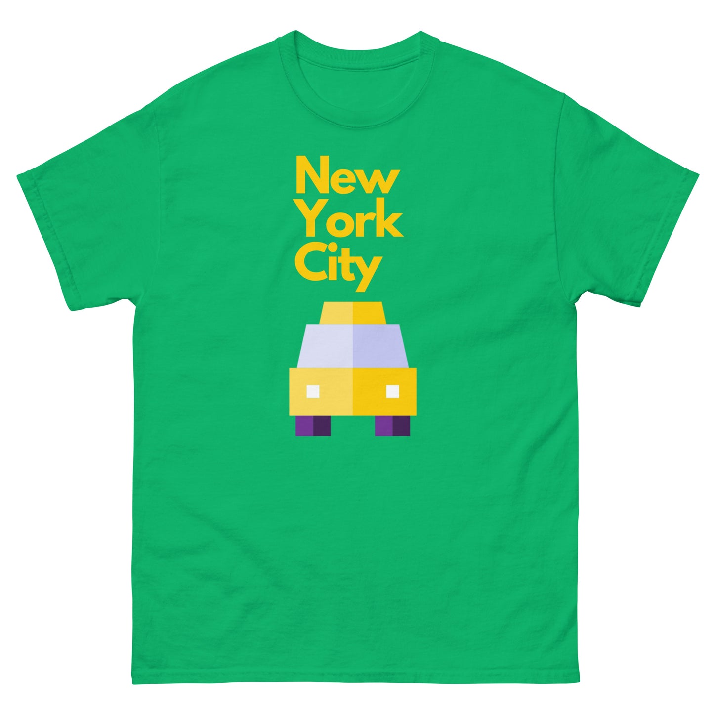 New York City Pixel Art T-Shirt – Yellow Taxi NYC Skyline Graphic Tee Irish Green Sweatshirt