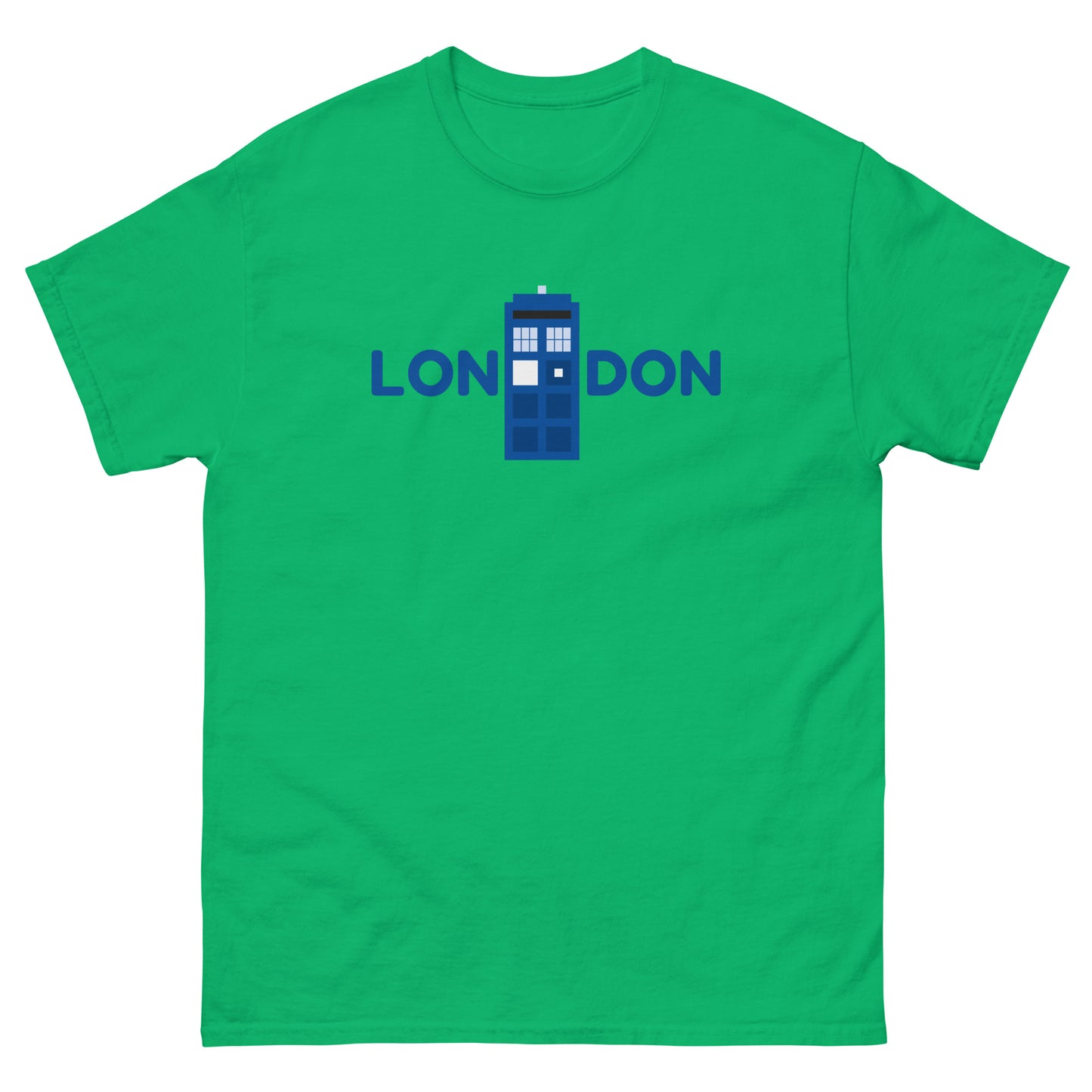 Retro London Blue Police Box T-Shirt – Vintage British Icon Tee for Sci-Fi Fans Irish Green t-shirt