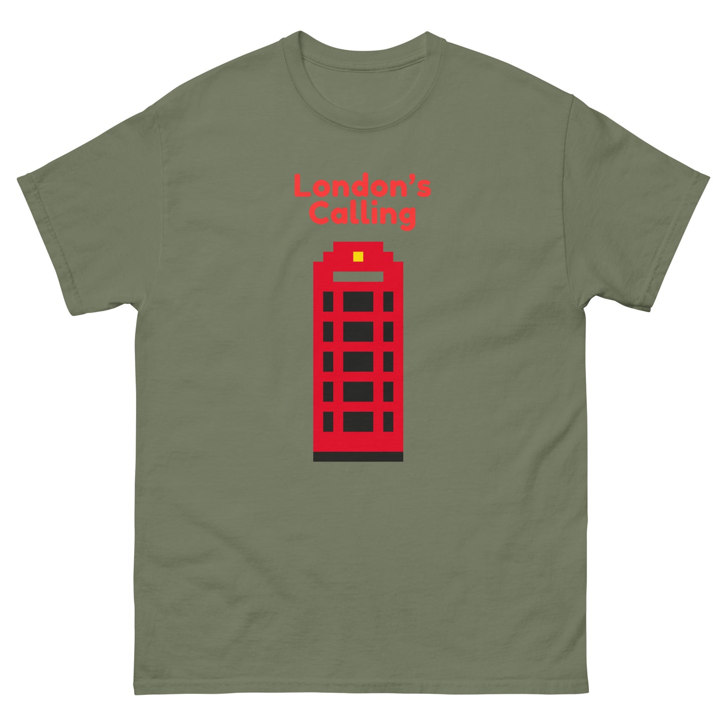 London’s Calling Pixelated Telephone Box - Men's classic tee Military Green t-shirt