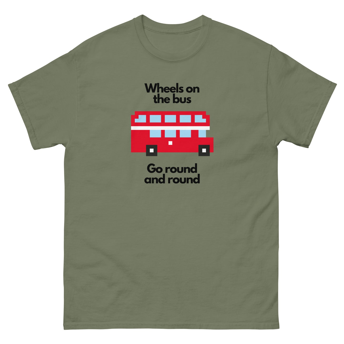 A fun pixelated design t-shirt featuring a classic yellow school bus inspired by the popular children’s song “The Wheels on the Bus.” Perfect for teachers, parents, kids, and nostalgia lovers. A great gift for school bus drivers and fans of retro pixel art.