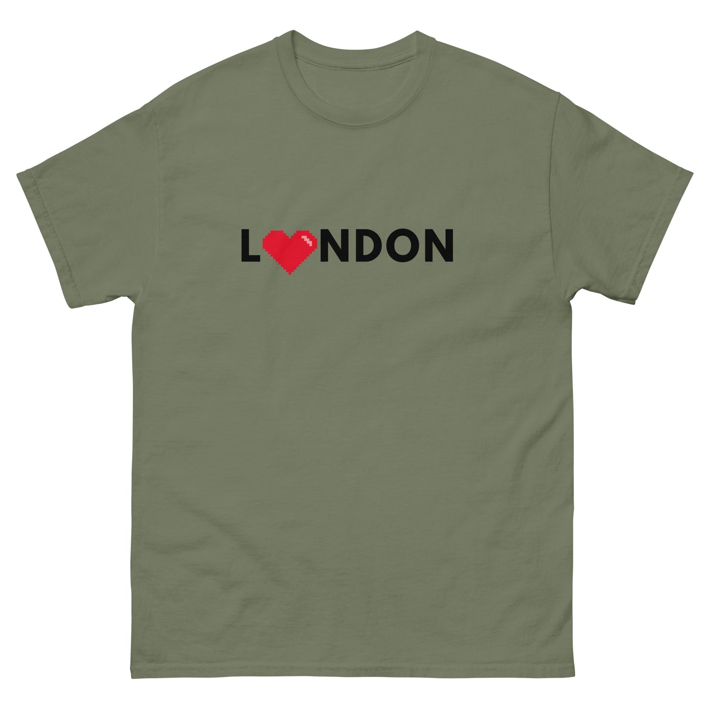 I Love London Pixelated Heart - classic tee Military Green t-shirt