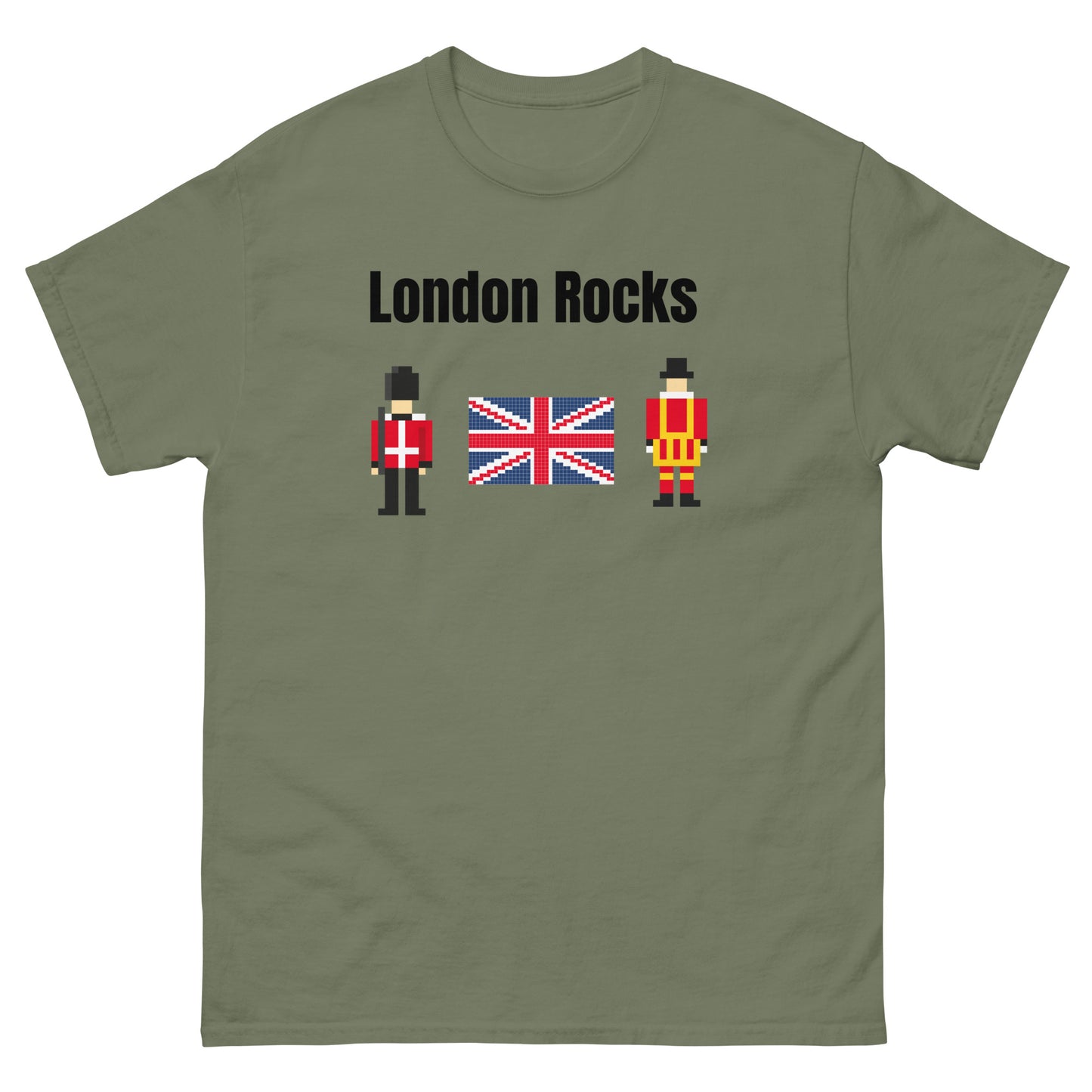 London Rocks T-Shirt – British Royal Guard Graphic Tee for UK Fans & Tourists Military Green t-shirt