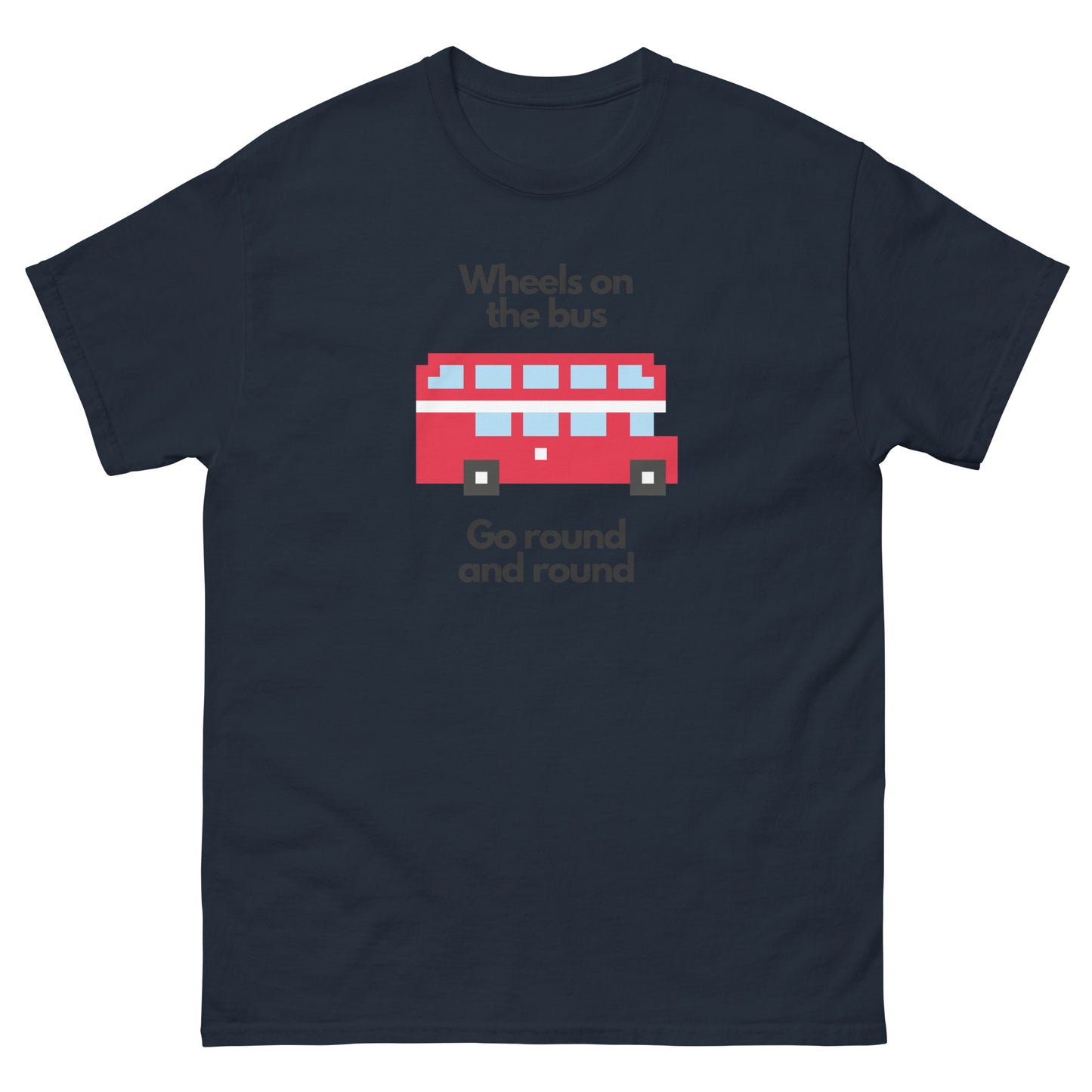 A fun pixelated design t-shirt featuring a classic yellow school bus inspired by the popular children’s song “The Wheels on the Bus.” Perfect for teachers, parents, kids, and nostalgia lovers. A great gift for school bus drivers and fans of retro pixel art.