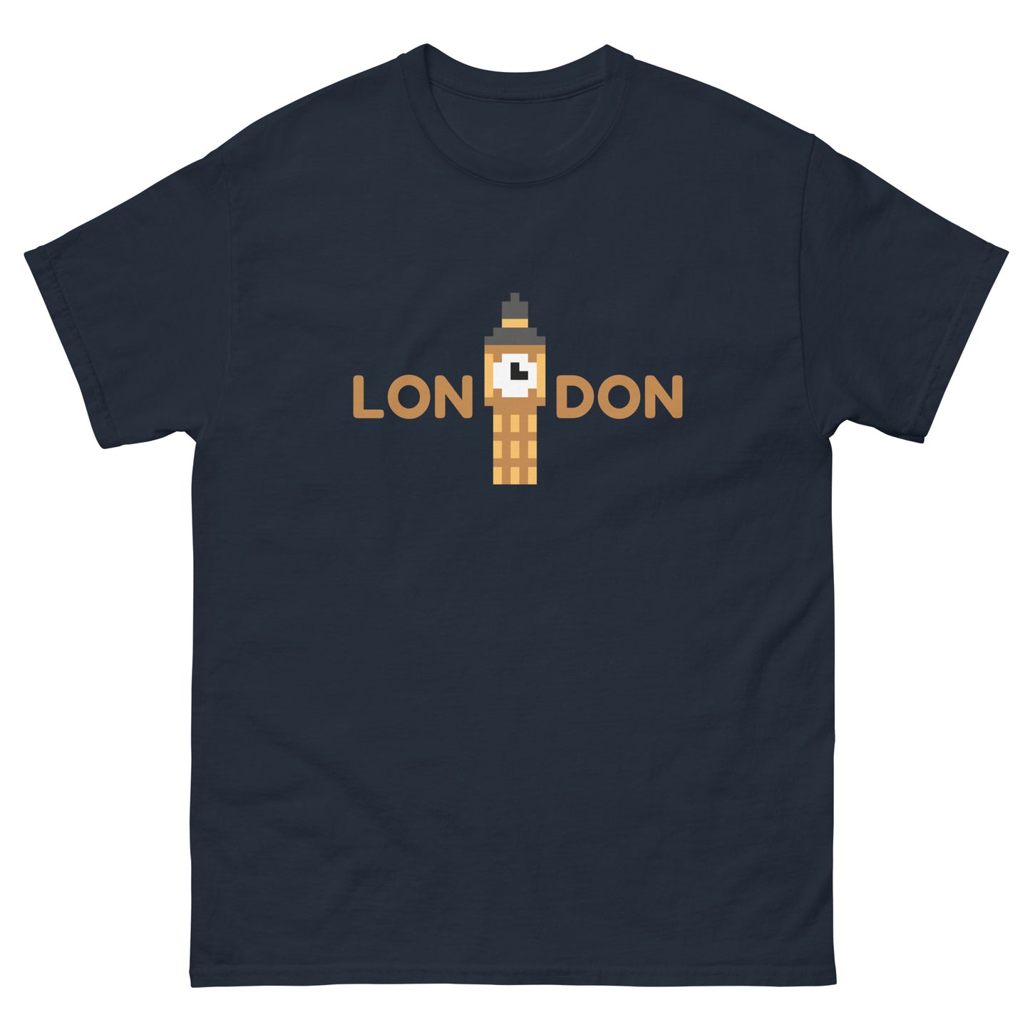 Pixelated Big Ben Inside The Word London - t-shirt Navy t-shirt