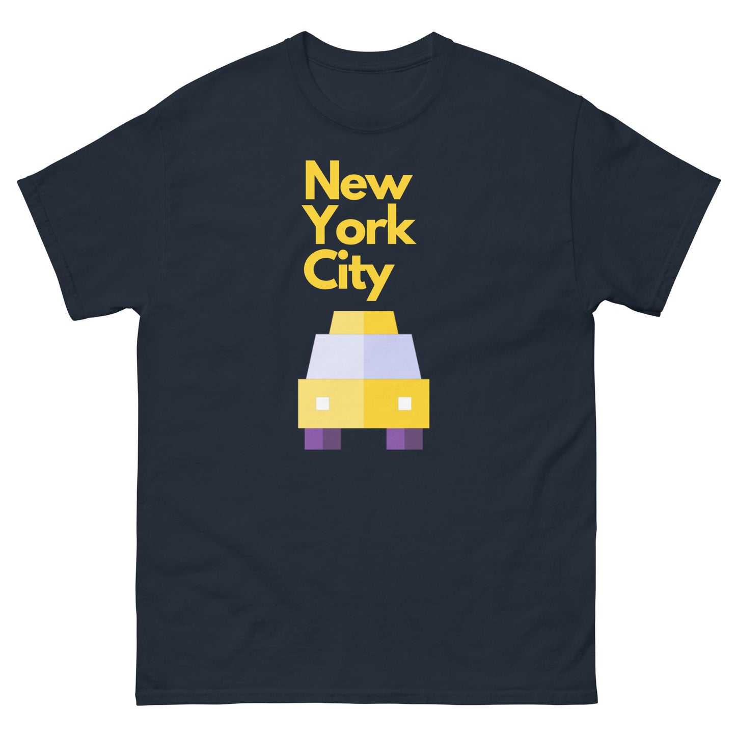 New York City Pixel Art T-Shirt – Yellow Taxi NYC Skyline Graphic Tee Navy Sweatshirt