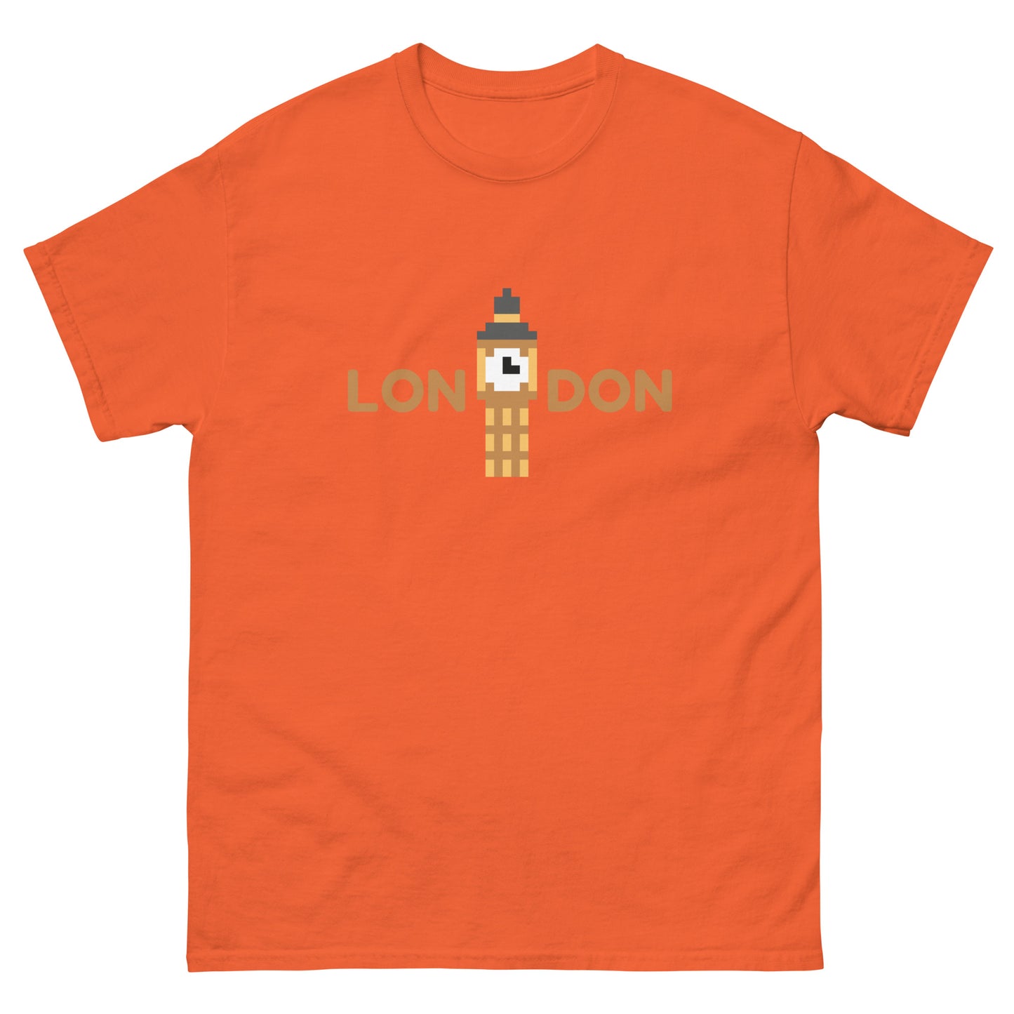 Pixelated Big Ben Inside The Word London - t-shirt Orange t-shirt