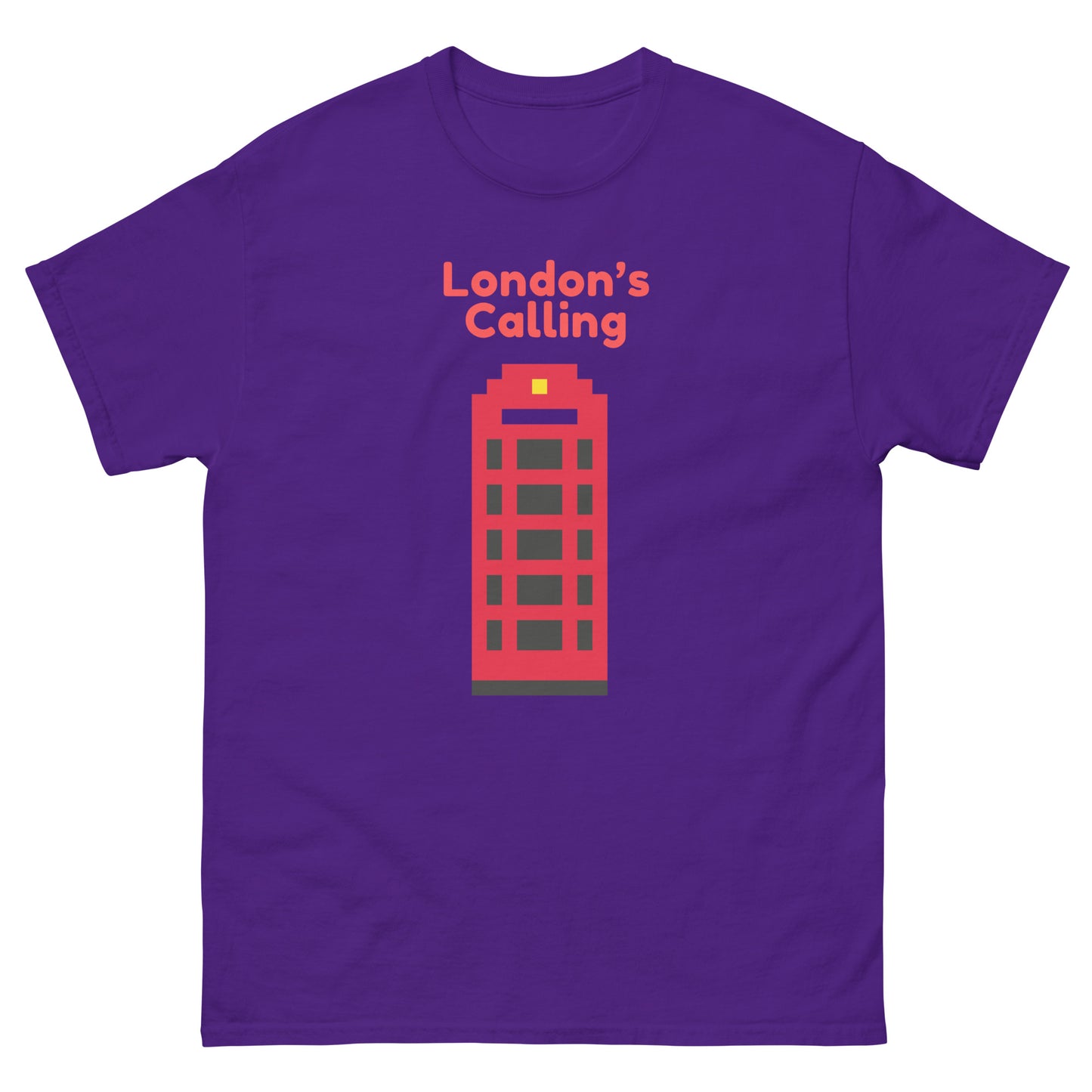 London’s Calling Pixelated Telephone Box - Men's classic tee Purple t-shirt