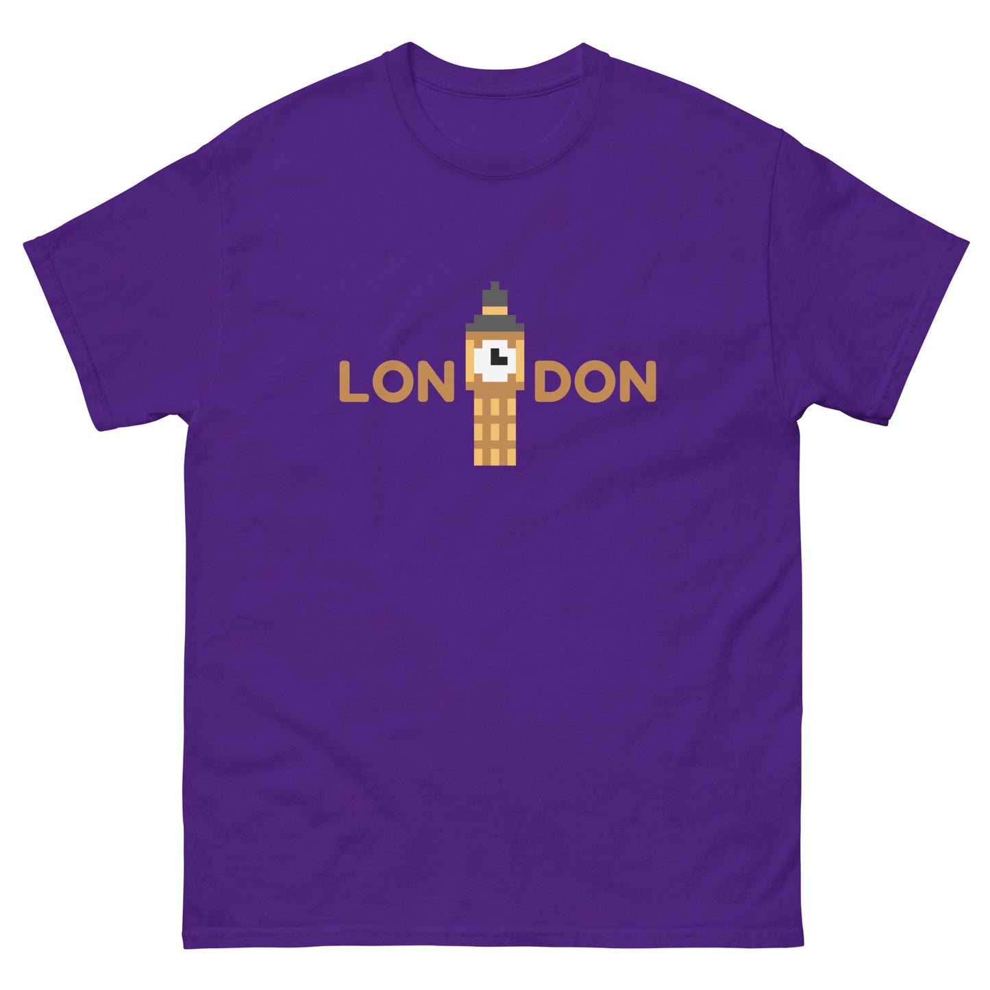 Pixelated Big Ben Inside The Word London - t-shirt Purple t-shirt