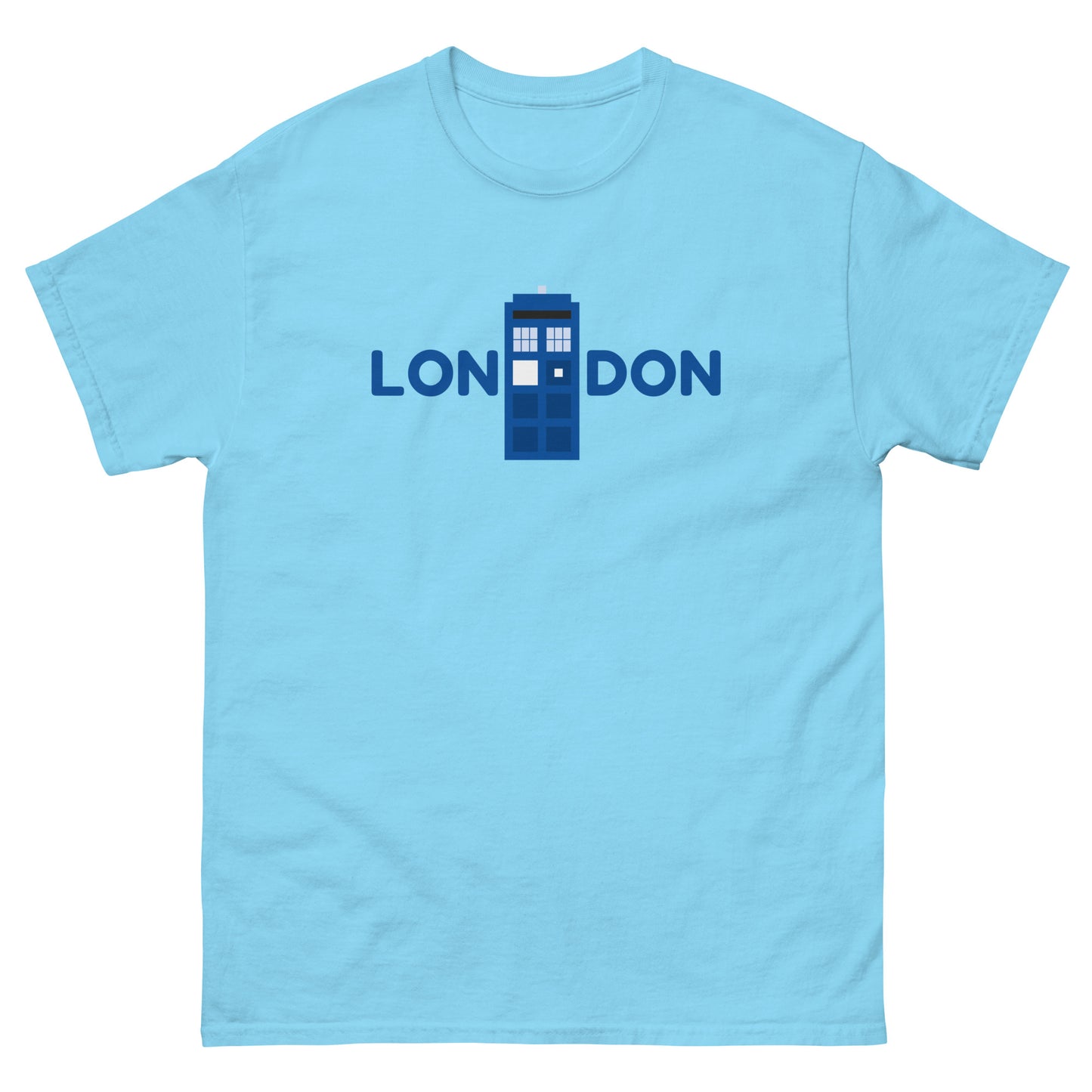 Retro London Blue Police Box T-Shirt – Vintage British Icon Tee for Sci-Fi Fans Sky t-shirt