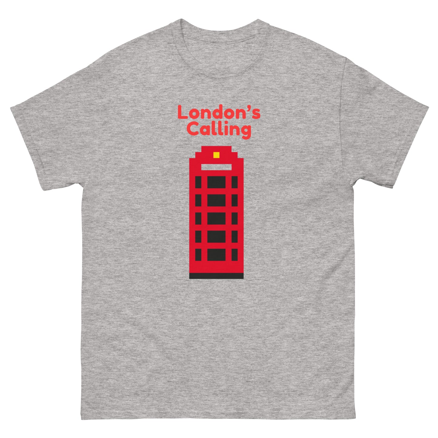 London’s Calling Pixelated Telephone Box - Men's classic tee Sport Grey t-shirt