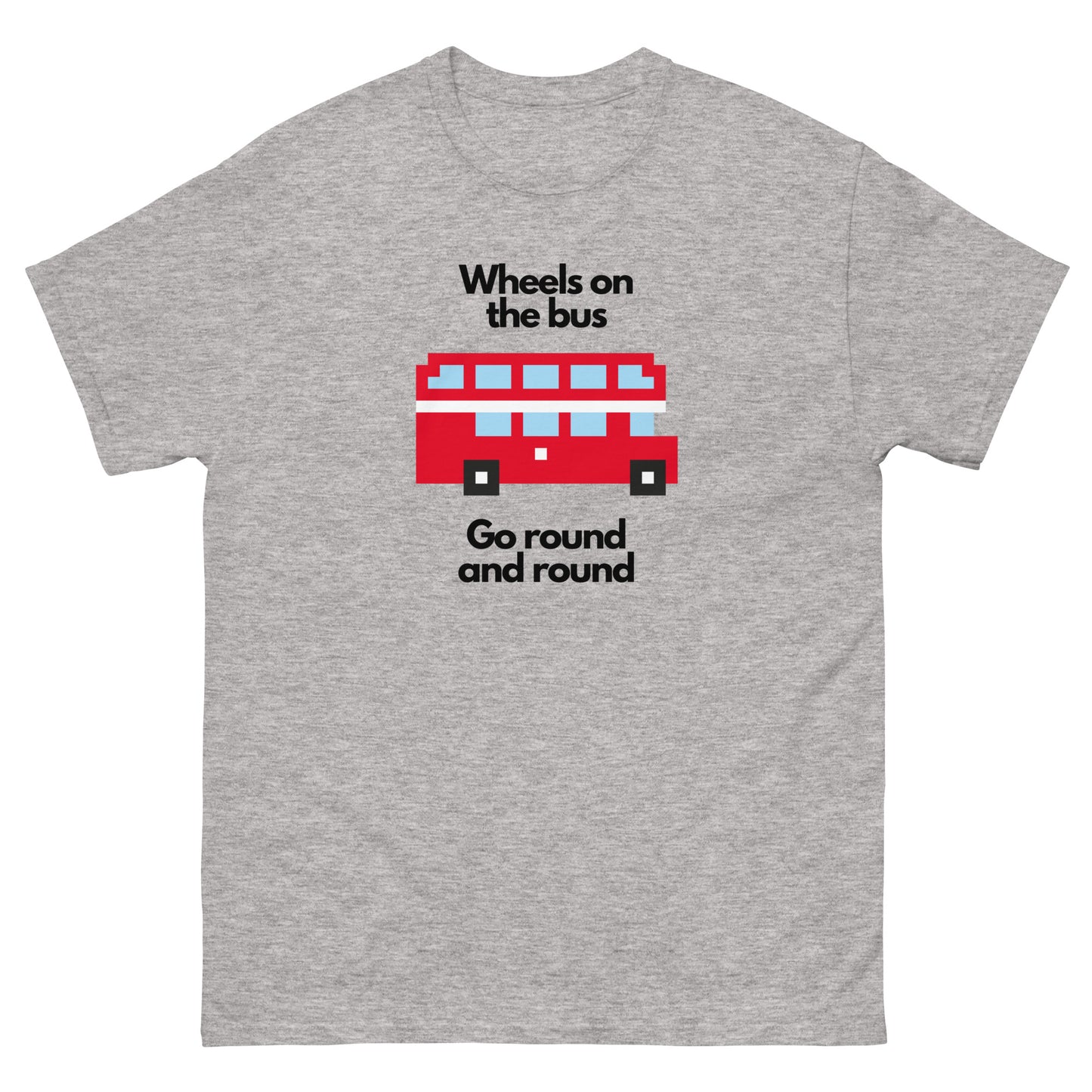 A fun pixelated design t-shirt featuring a classic yellow school bus inspired by the popular children’s song “The Wheels on the Bus.” Perfect for teachers, parents, kids, and nostalgia lovers. A great gift for school bus drivers and fans of retro pixel art.