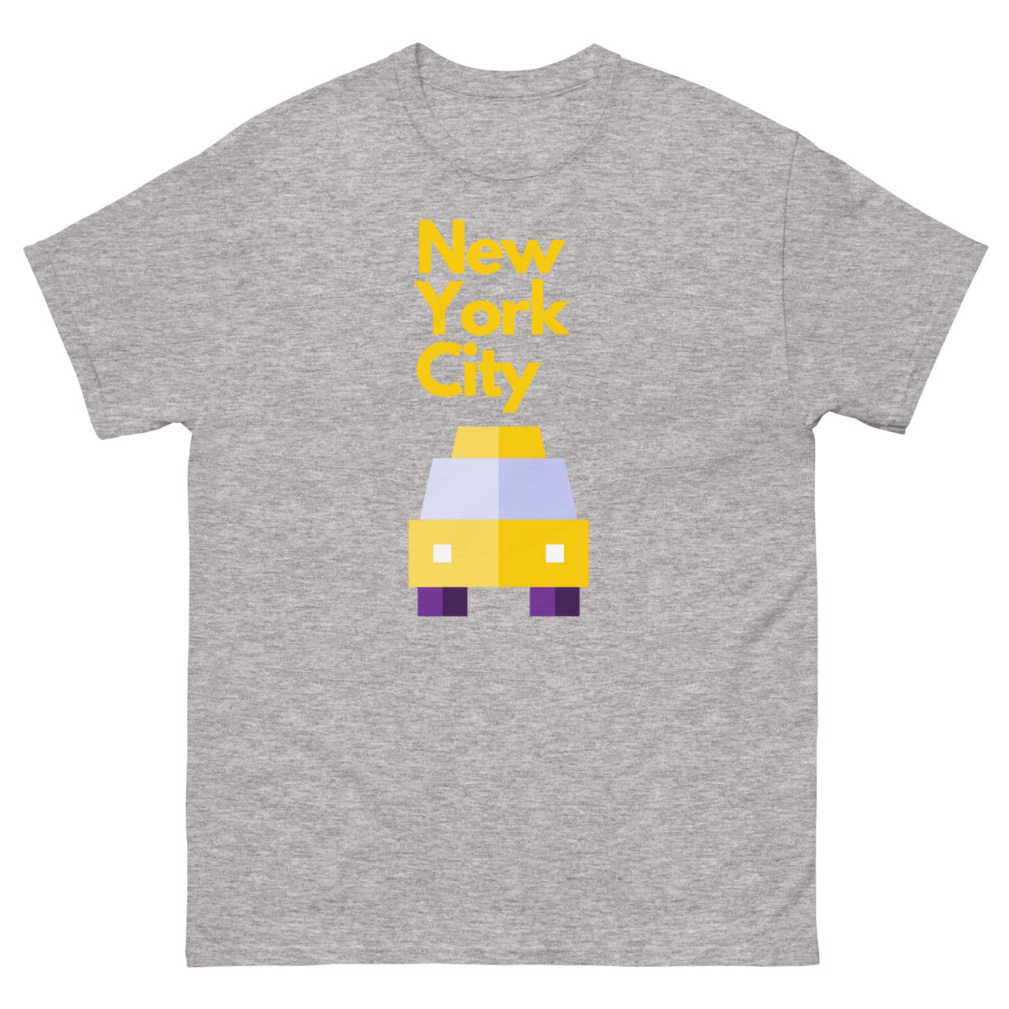 New York City Pixel Art T-Shirt – Yellow Taxi NYC Skyline Graphic Tee Sport Grey Sweatshirt