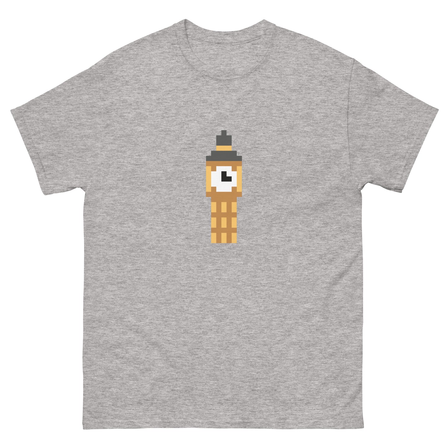 Big Ben Pixel Art T-Shirt – London Elizabeth Tower Graphic Tee for UK Fans & Tourists Sport Grey t-shirt