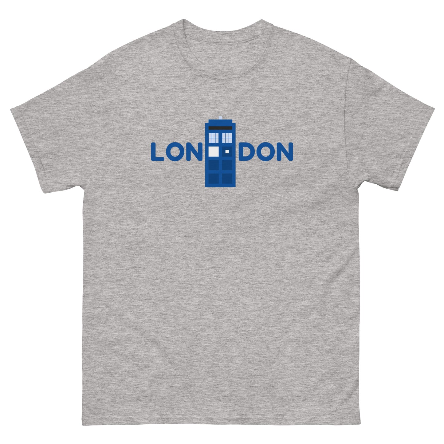 Retro London Blue Police Box T-Shirt – Vintage British Icon Tee for Sci-Fi Fans Sport Grey t-shirt
