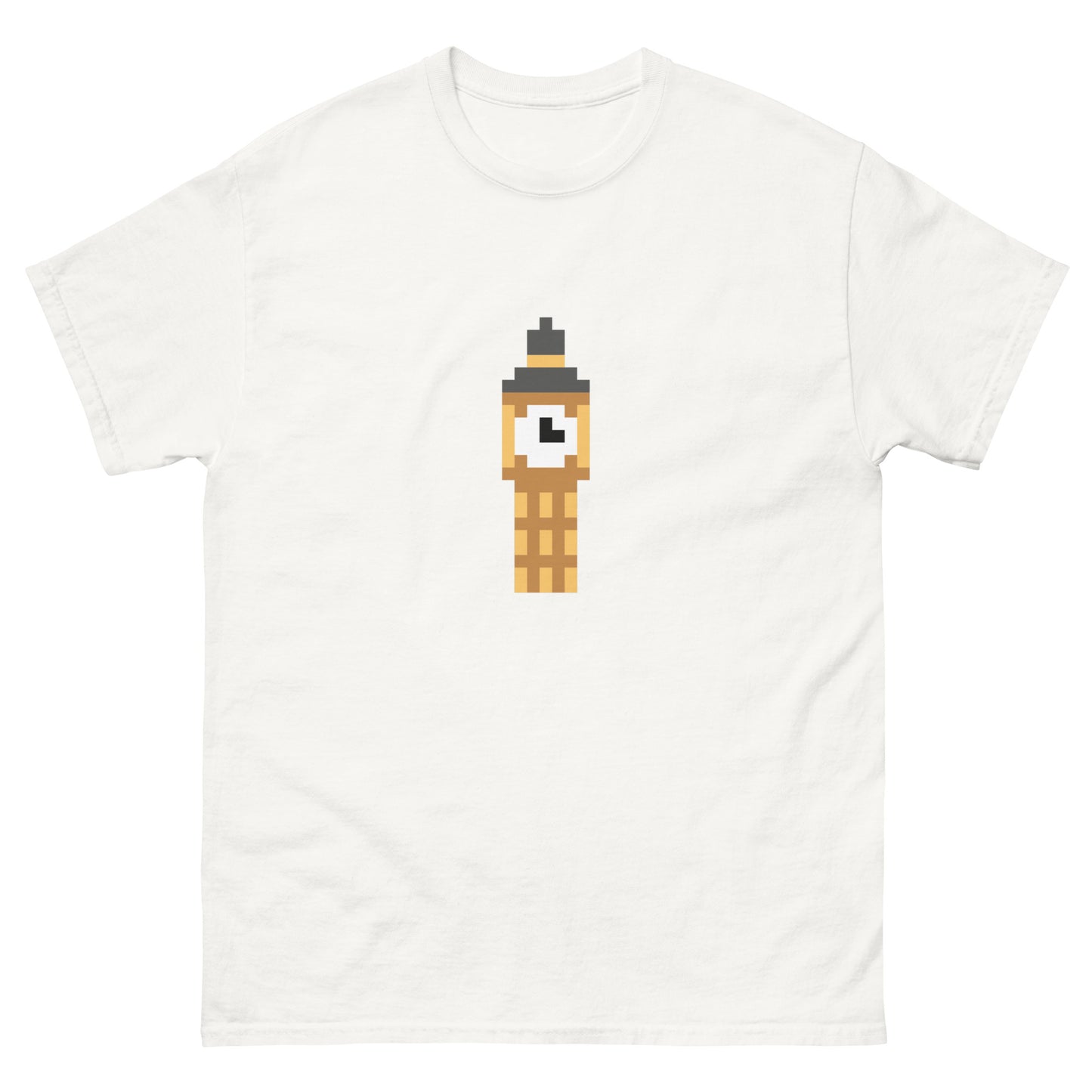 Big Ben Pixel Art T-Shirt – London Elizabeth Tower Graphic Tee for UK Fans & Tourists White t-shirt