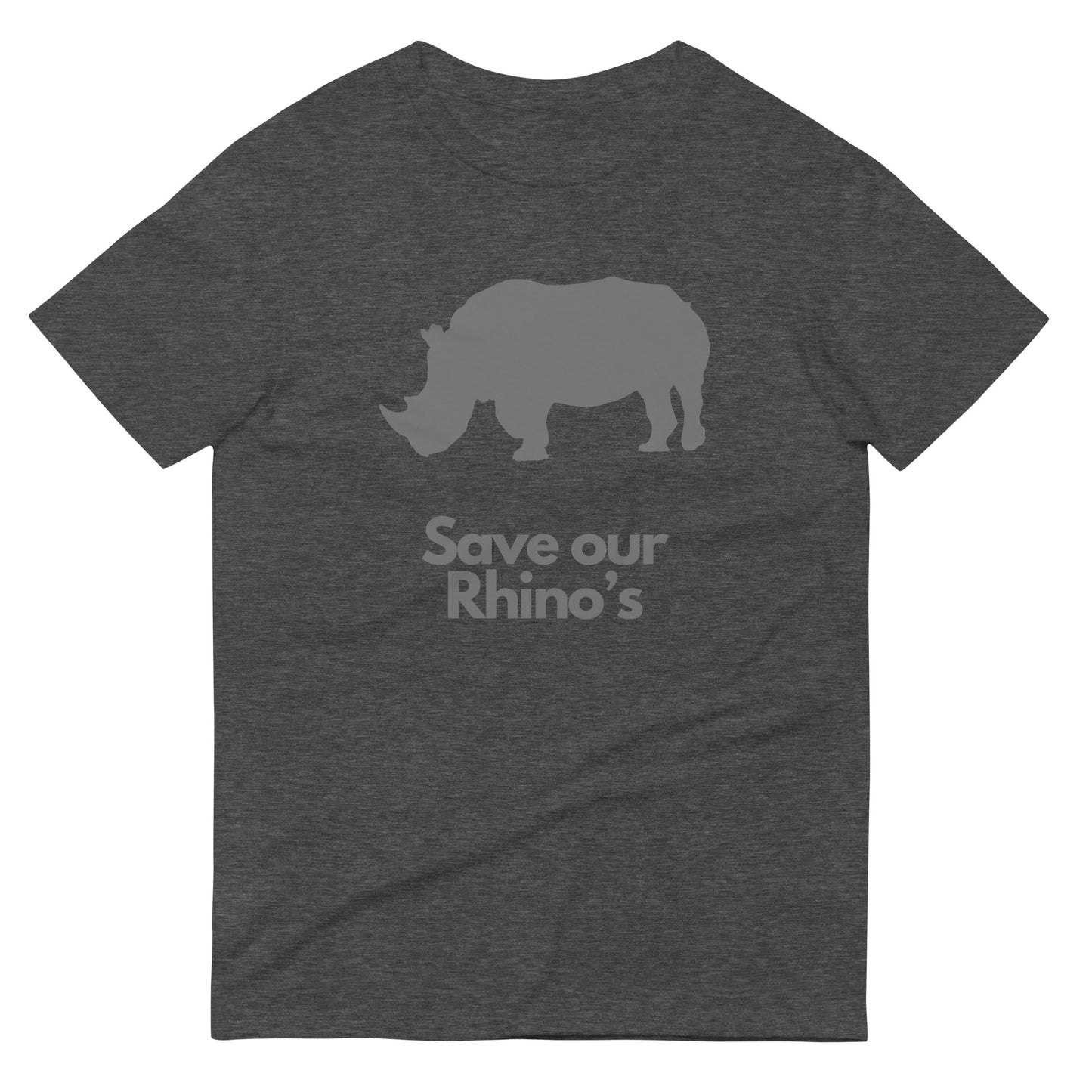 Save Our Rhinos T-Shirt – Wildlife Conservation Short Sleeve Tee Heather Dark Grey t-shirt
