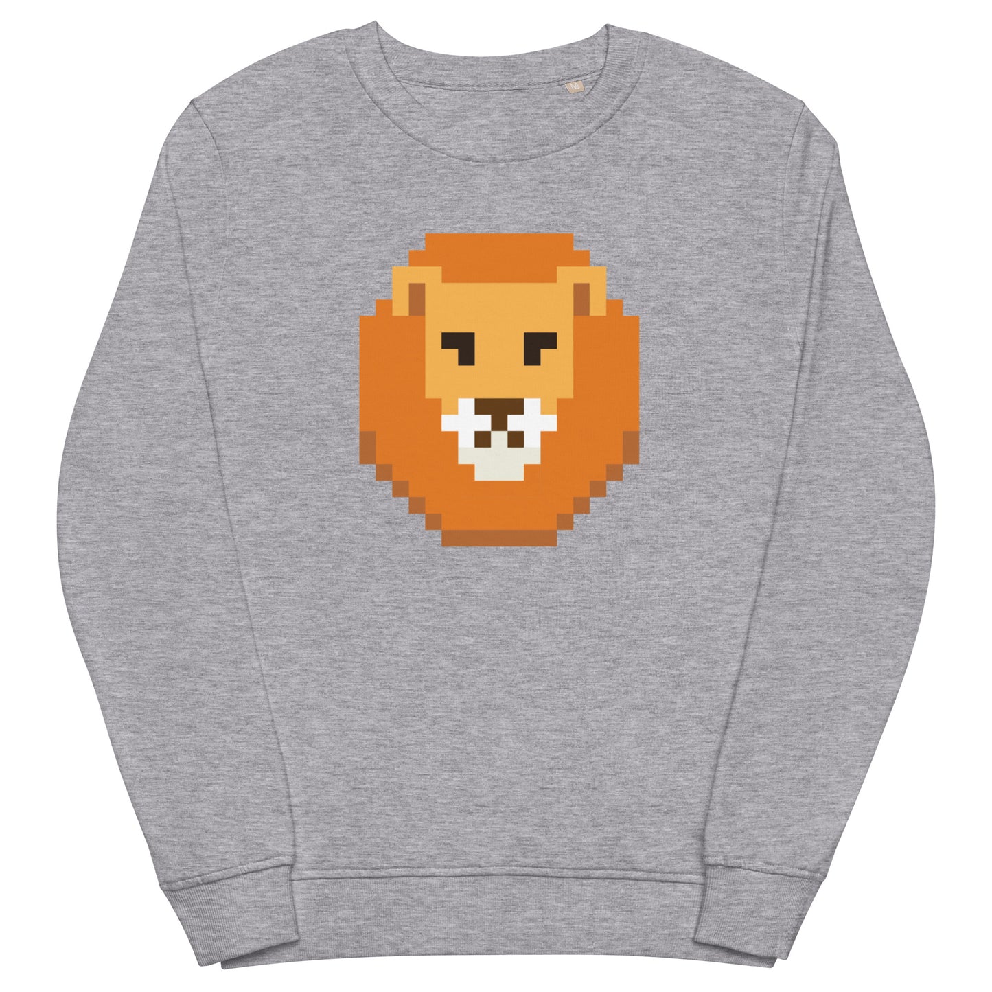 Retro pixel art lion sweatshirt – unisex organic cotton pullover with South African lion head design