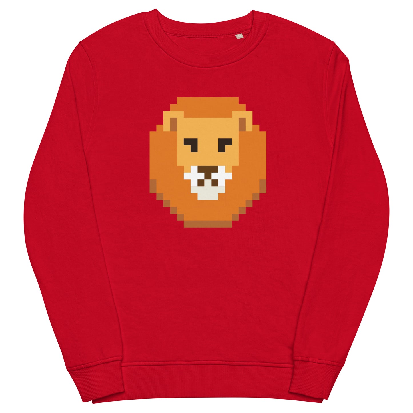Retro pixel art lion sweatshirt – unisex organic cotton pullover with South African lion head design