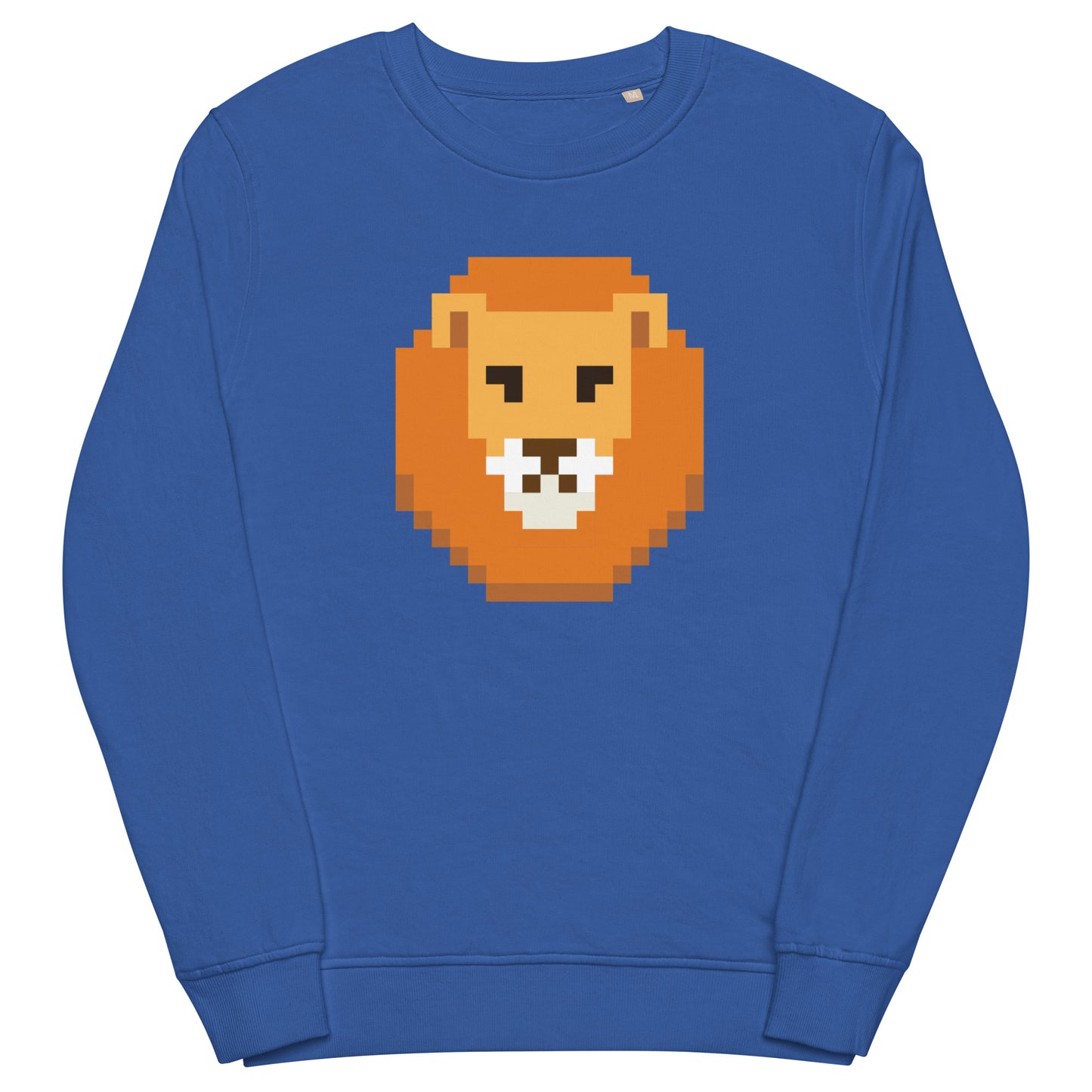 Retro pixel art lion sweatshirt – unisex organic cotton pullover with South African lion head design