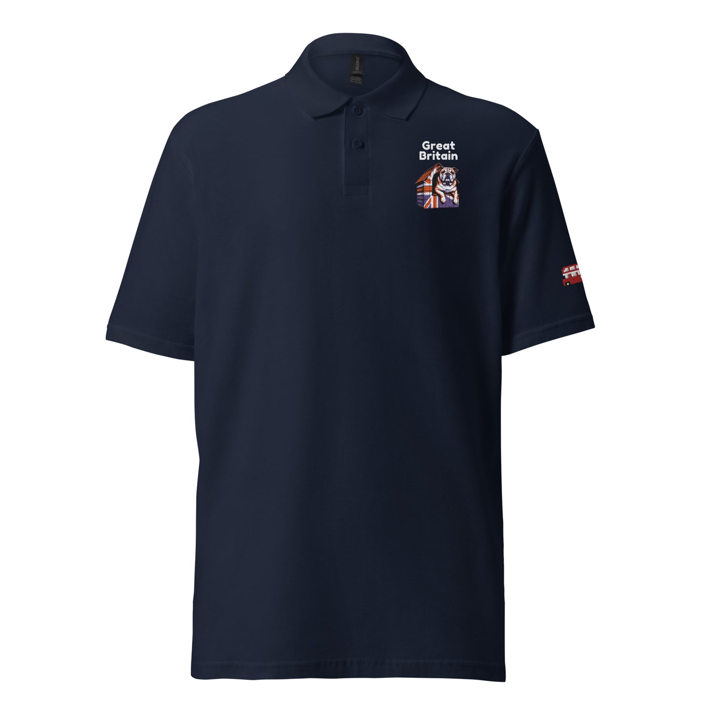 British Bulldog Within A Dog House - Unisex pique polo shirt Navy Polo Shirt