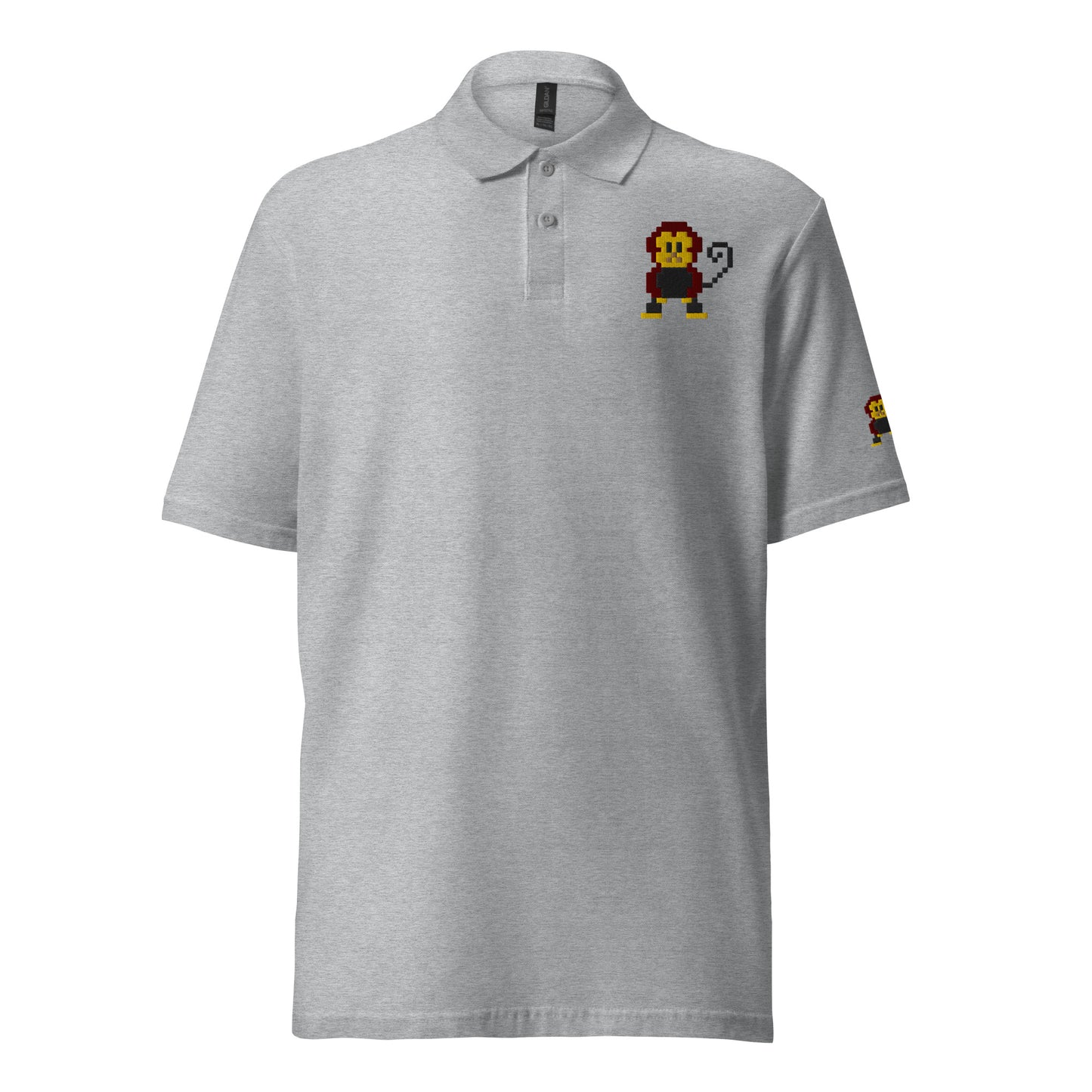 Cheeky Monkey Pixelated design - Unisex pique polo shirt Sport Grey Polo Shirt
