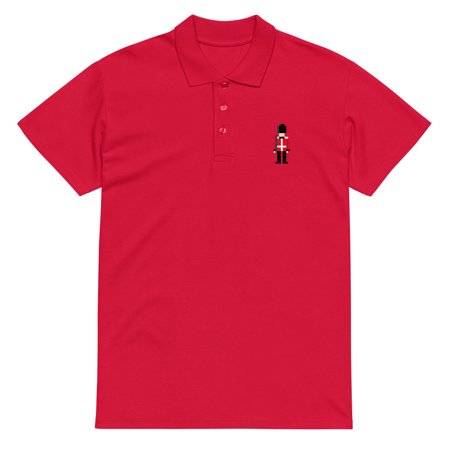 Retro pixelated British Army Soldier in Red, white and black uniform. Be The Best. Who Dares Wins