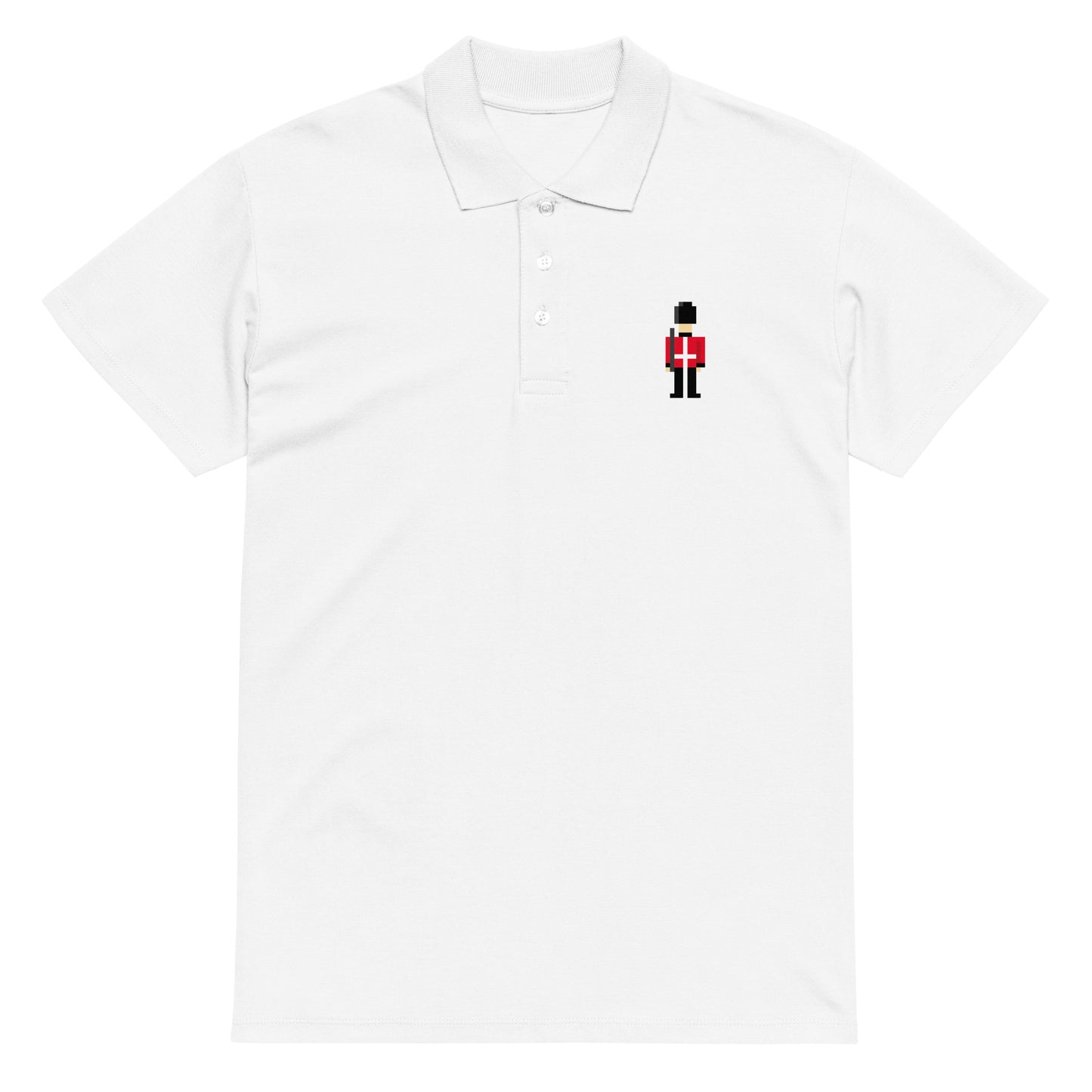 Retro pixelated British Army Soldier in Red, white and black uniform. Be The Best. Who Dares Wins