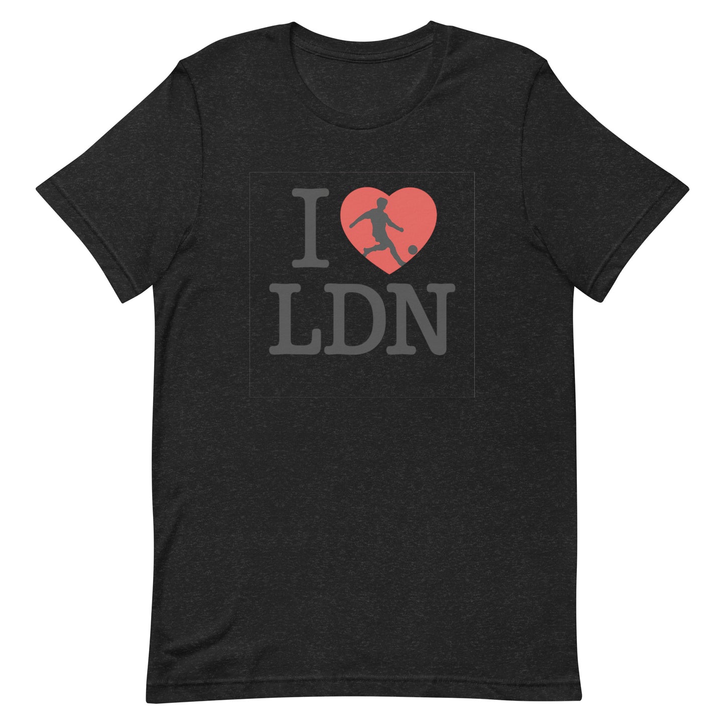 I Heart LDN (Football Player within Red Heart - London) Unisex t-shirt Black Heather t-shirt