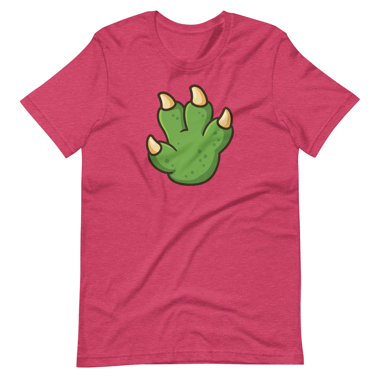 Green Cartoon Dino Paw Unisex t-shirt Heather Raspberry t-shirt