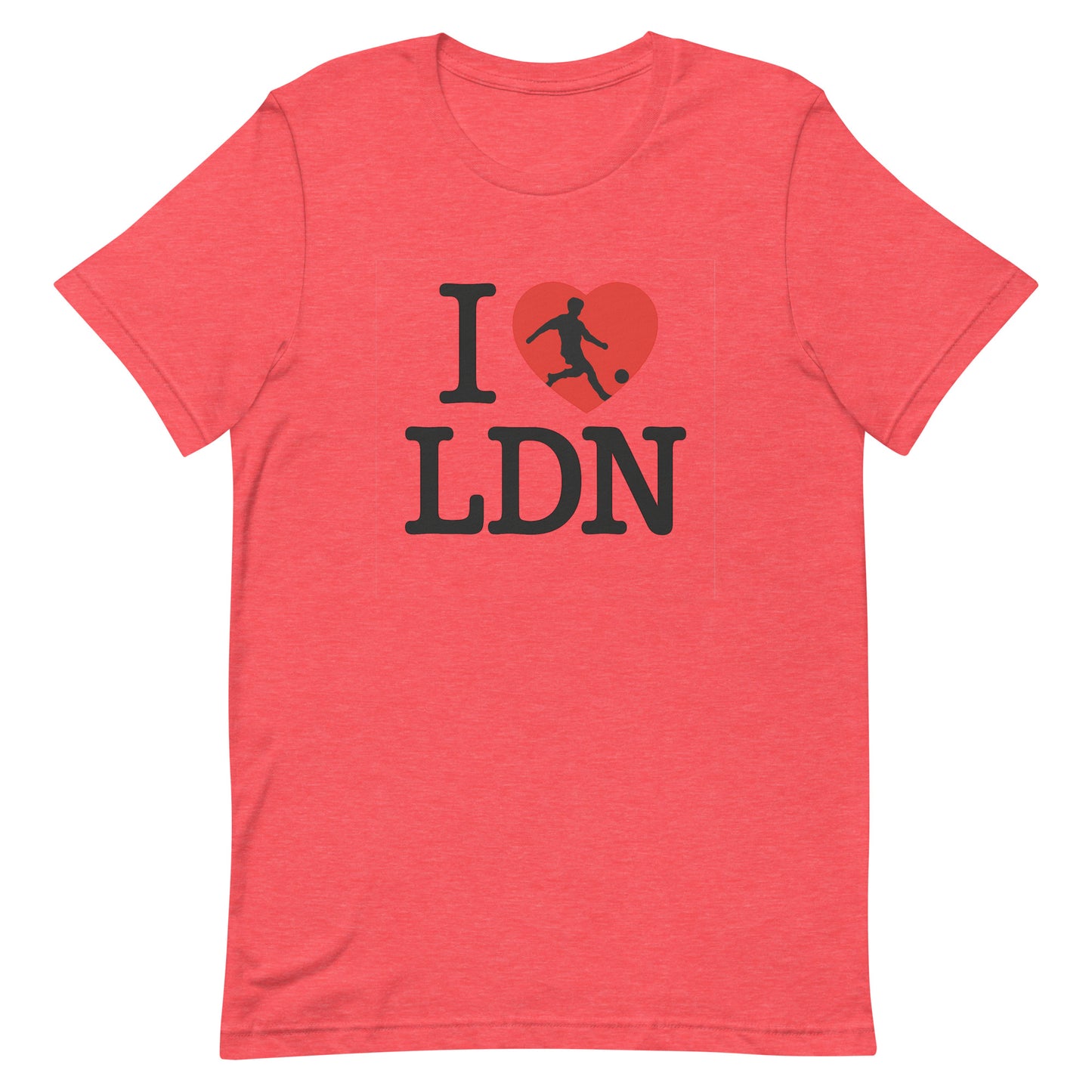 I Heart LDN (Football Player within Red Heart - London) Unisex t-shirt Heather Red t-shirt