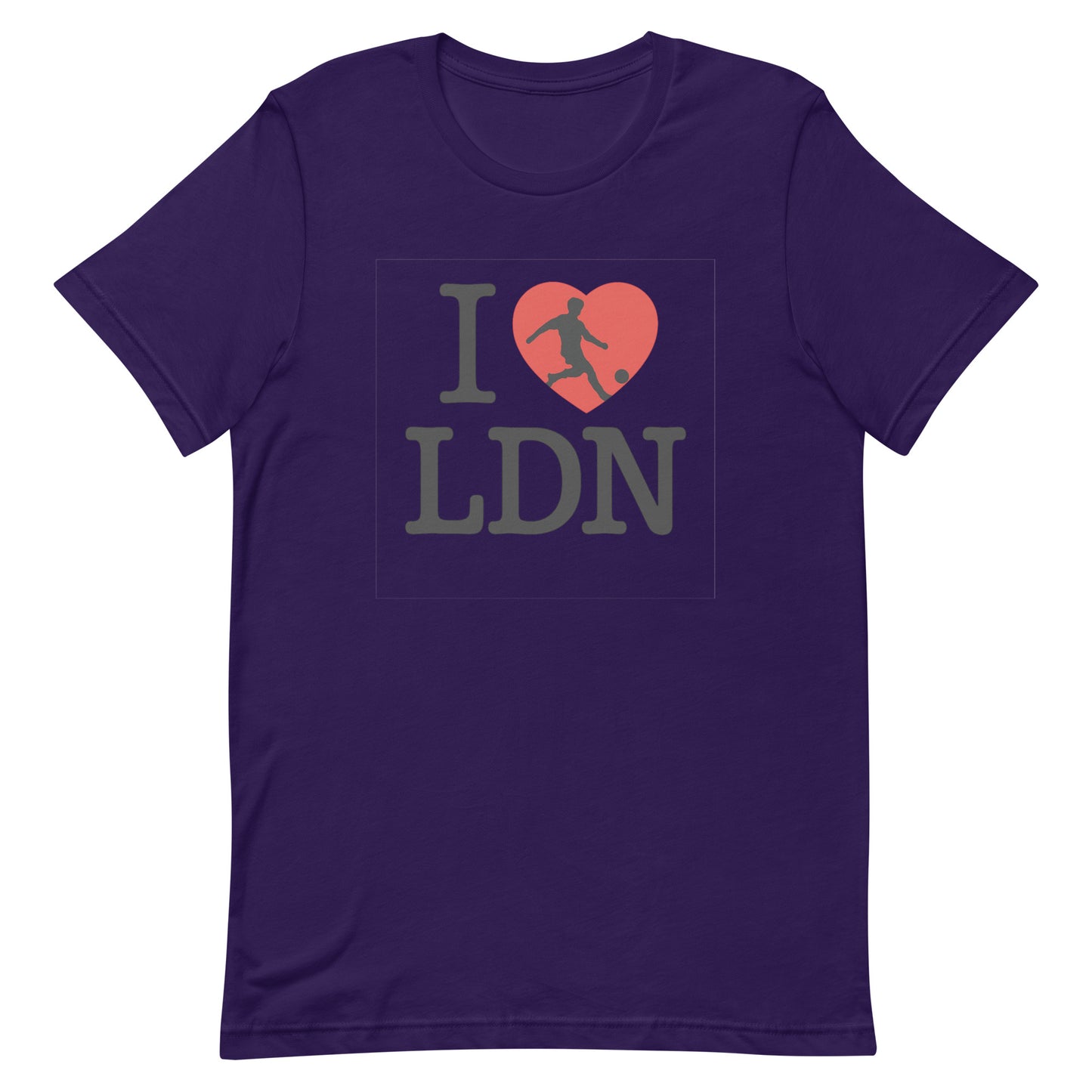 I Heart LDN (Football Player within Red Heart - London) Unisex t-shirt Team Purple t-shirt