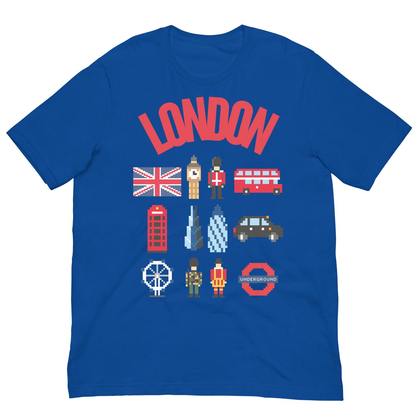 London Landmark Design with British Icons - Retro Pixelated Design T-Shirt True Royal t-shirt
