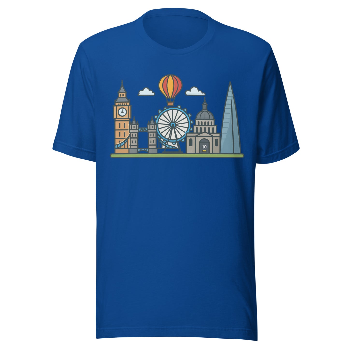 Vibrant London Skyline Cartoon Design – Iconic UK Landmarks Souvenir Unisex t-shirt True Royal t-shirt