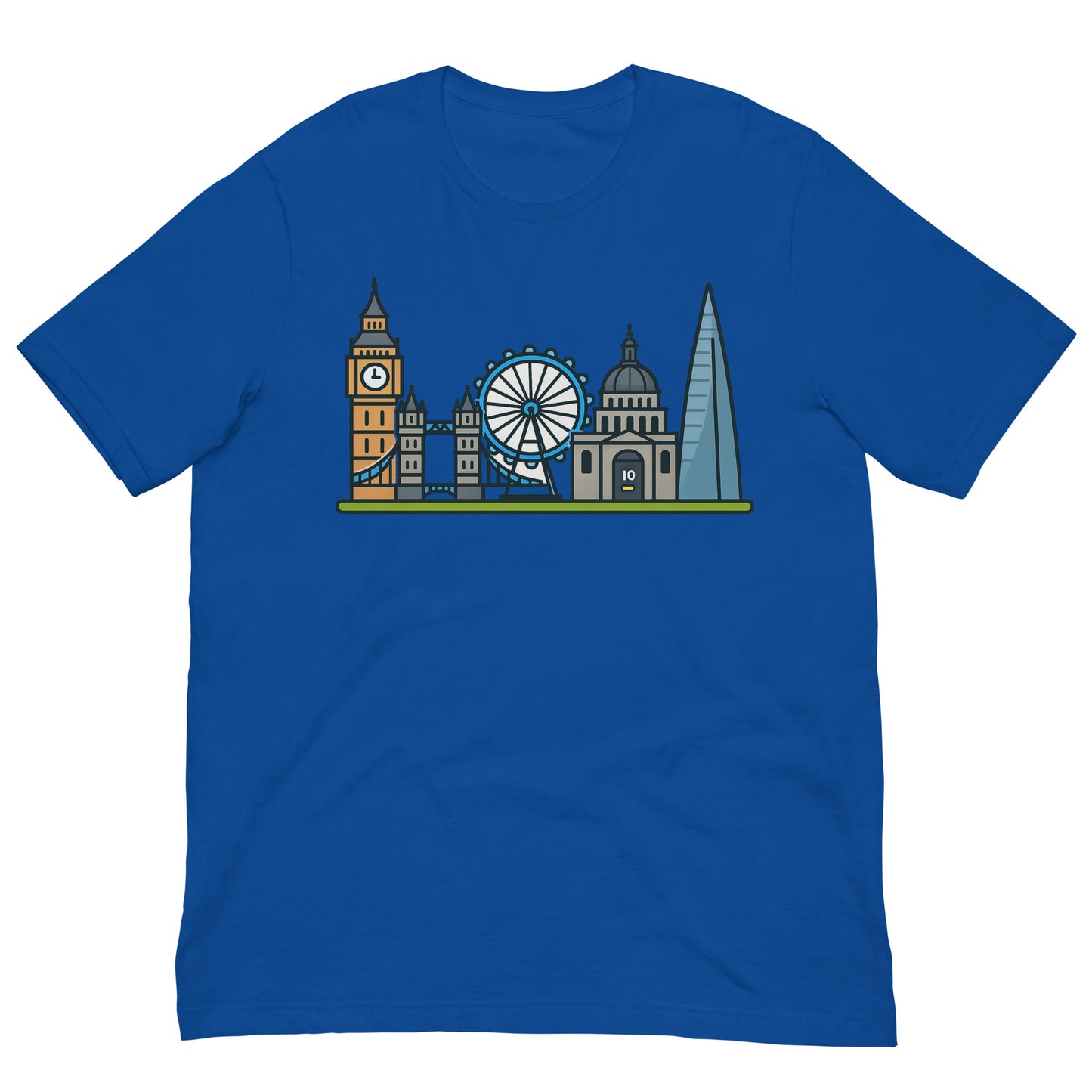 London Skyline Cartoon Colourful Design Unisex t-shirt True Royal t-shirt