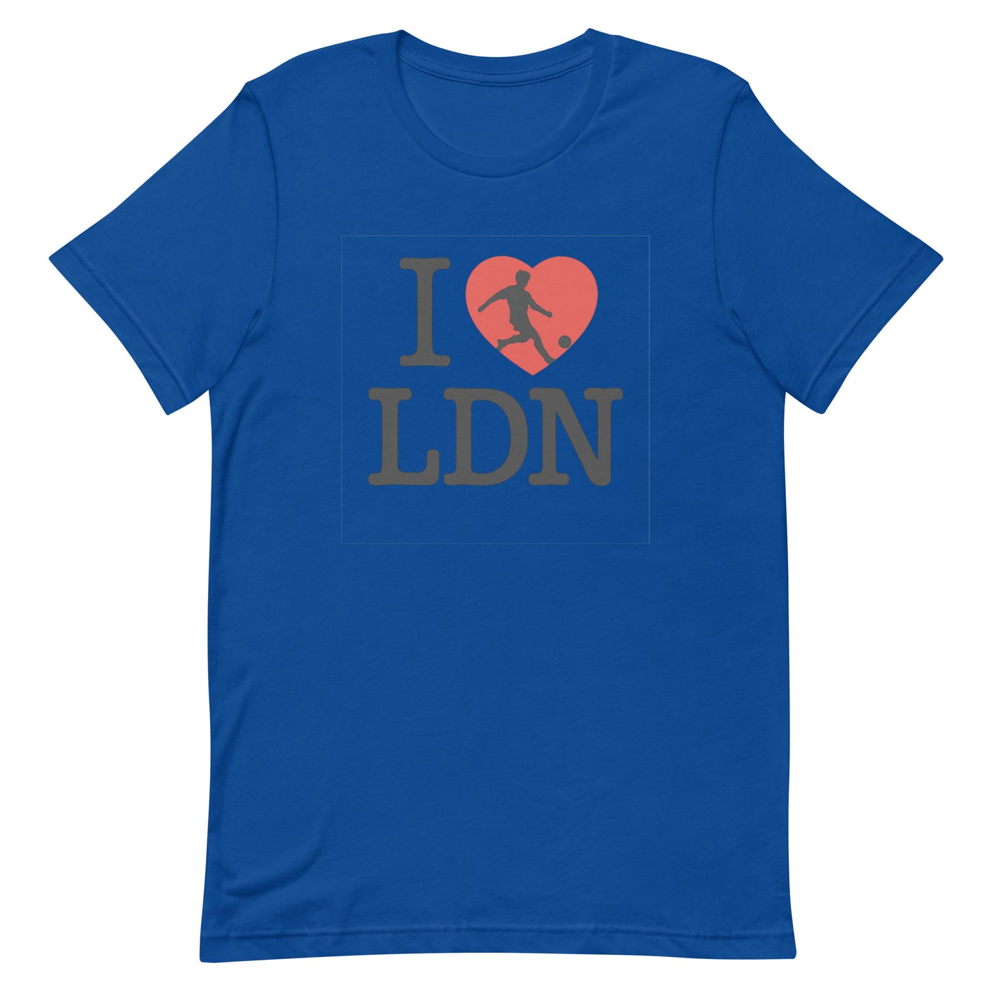 I Heart LDN (Football Player within Red Heart - London) Unisex t-shirt True Royal t-shirt