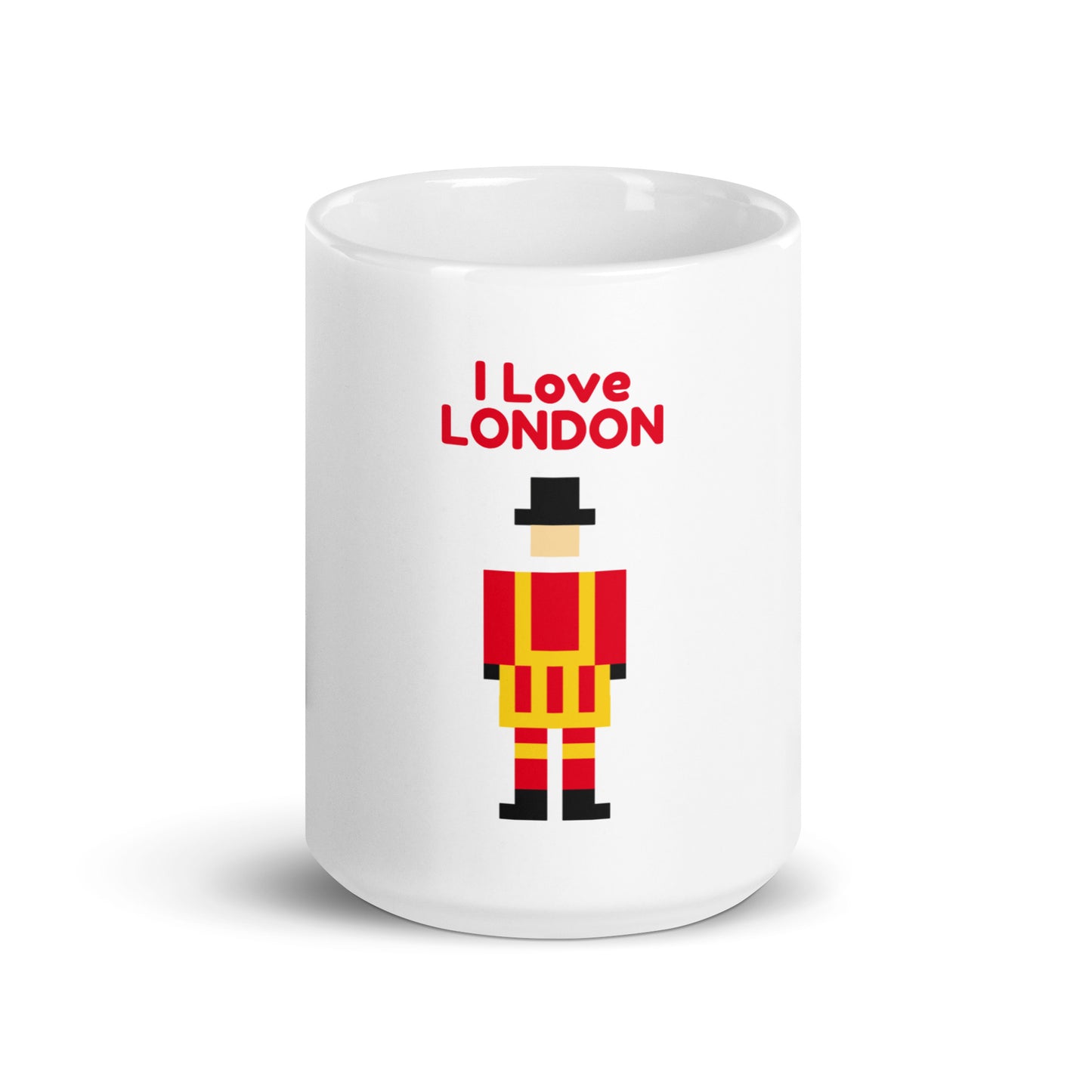 I Love London In Red Text With Retro Pixelated Royal Guard Aka Beefater