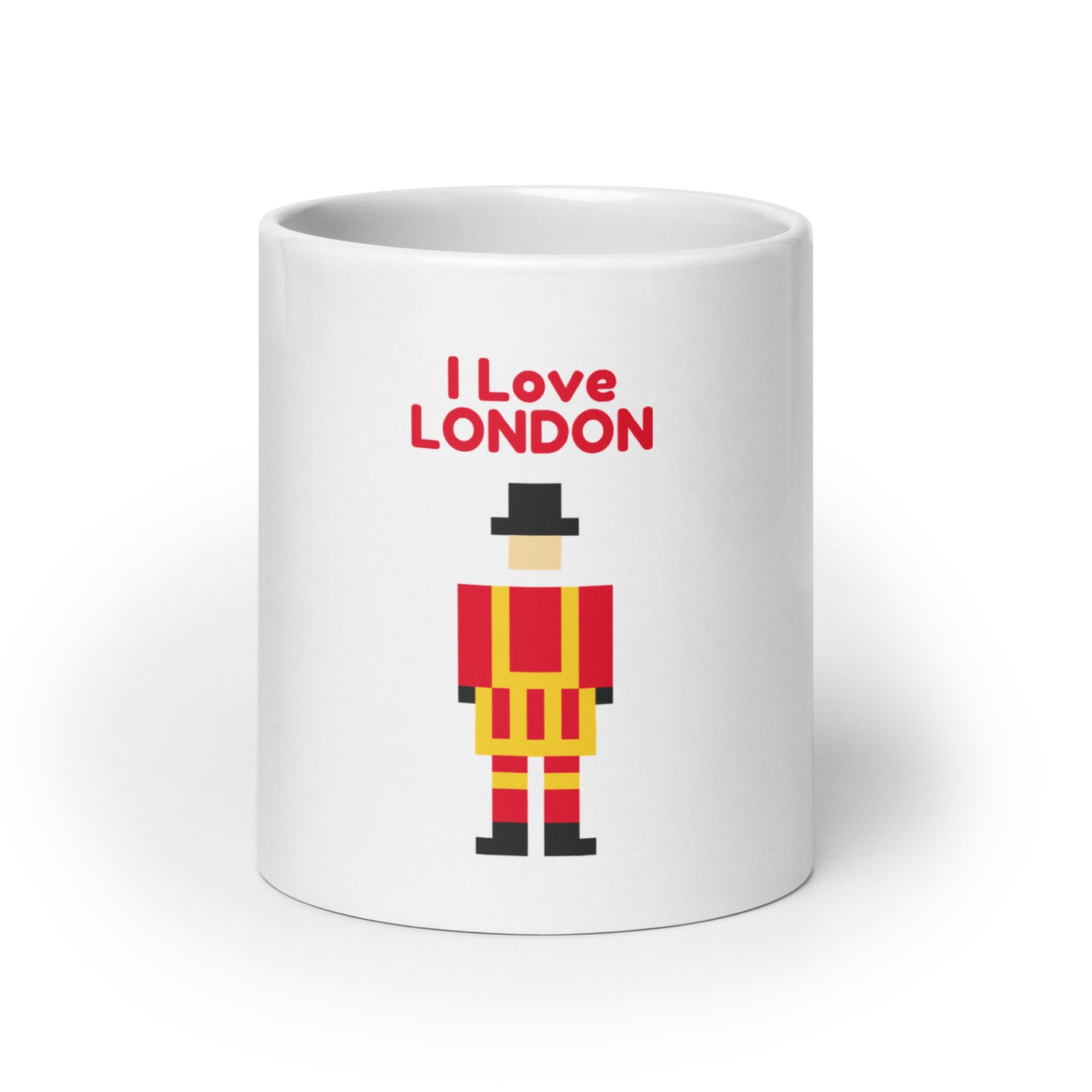 I Love London In Red Text With Retro Pixelated Royal Guard Aka Beefater