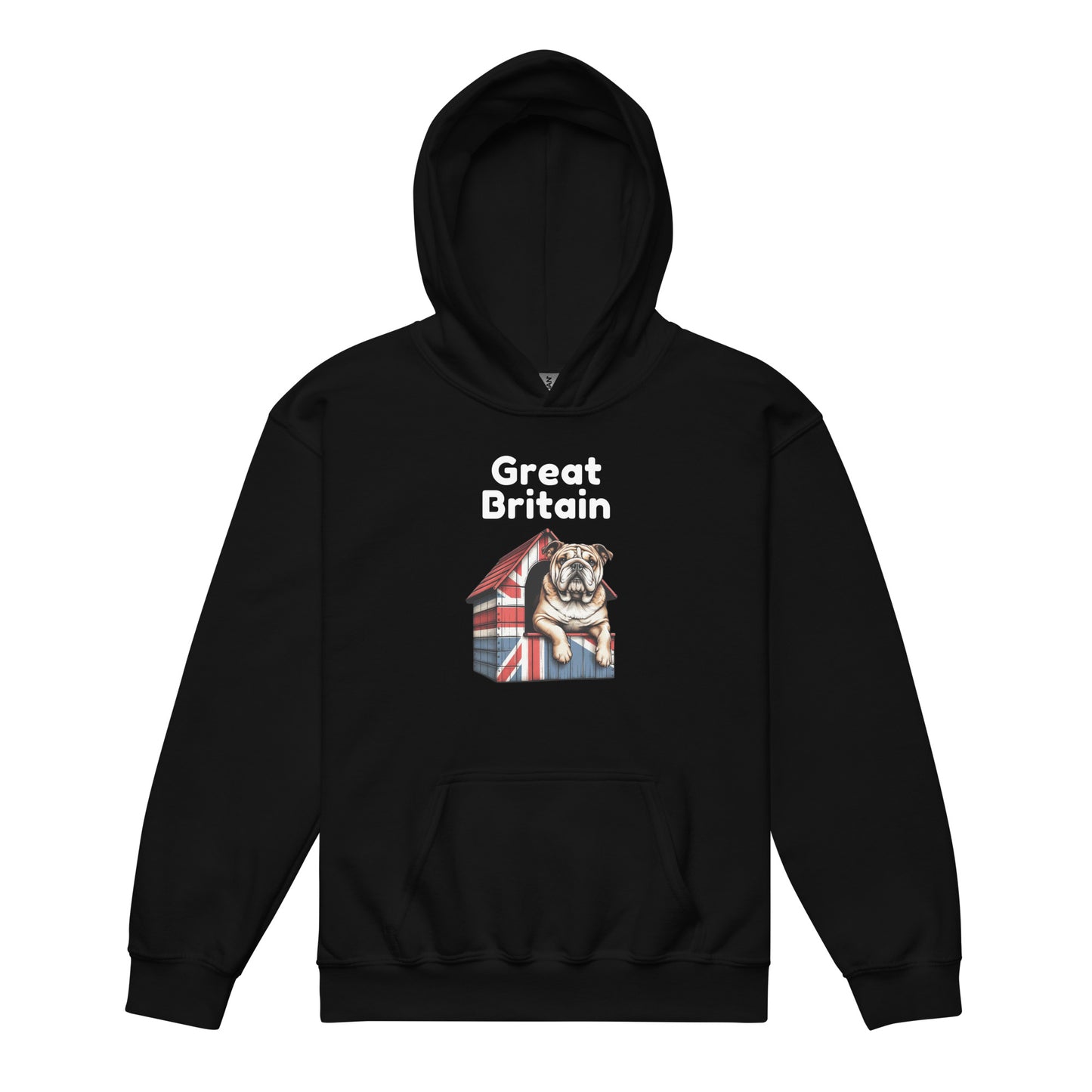 Great British Bulldog Sitting On A Dog House - Youth heavy blend hoodie XL t-shirt