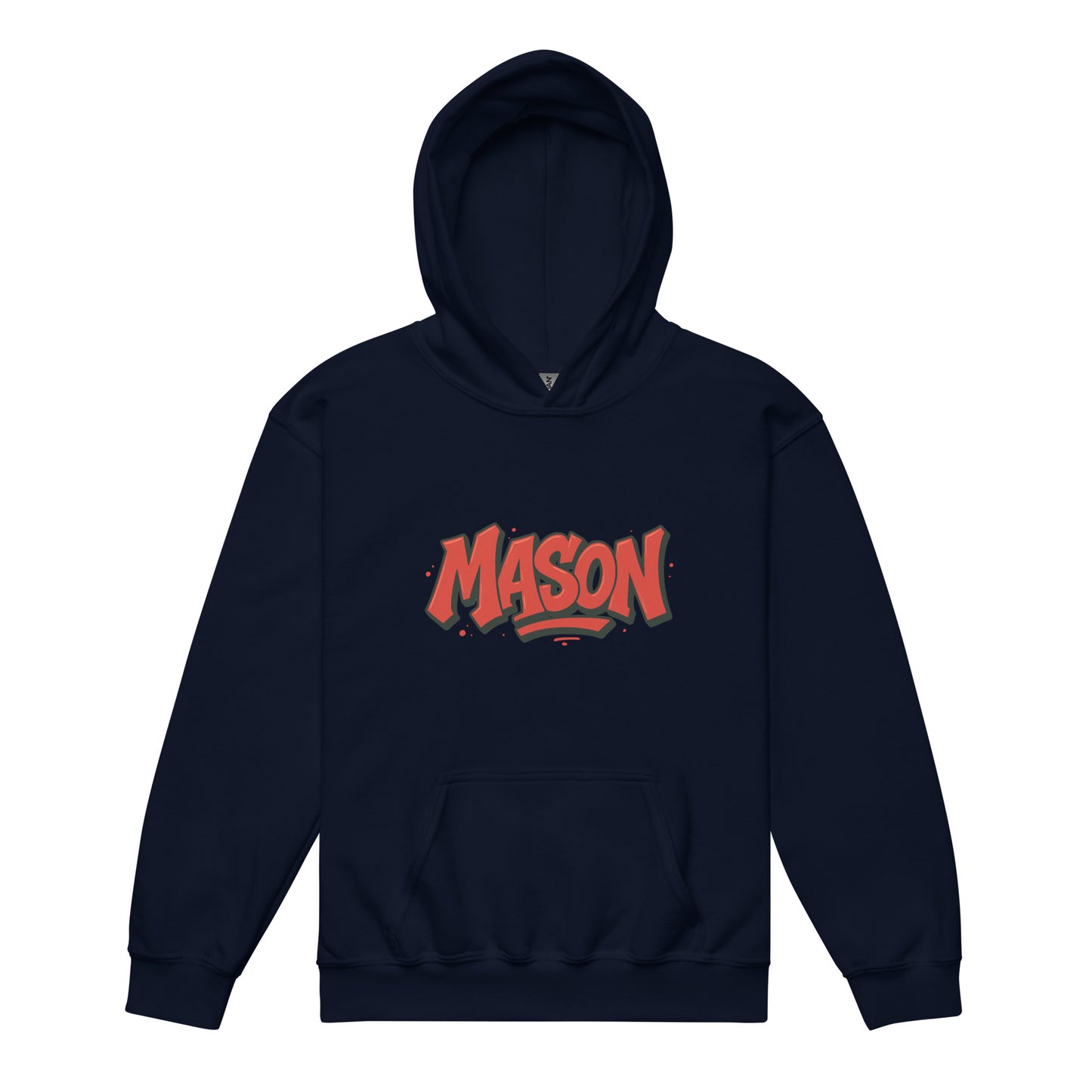 Mason Red Text 1980s Graffiti Hip Hop Style Youth heavy blend hoodie Navy Hoodie