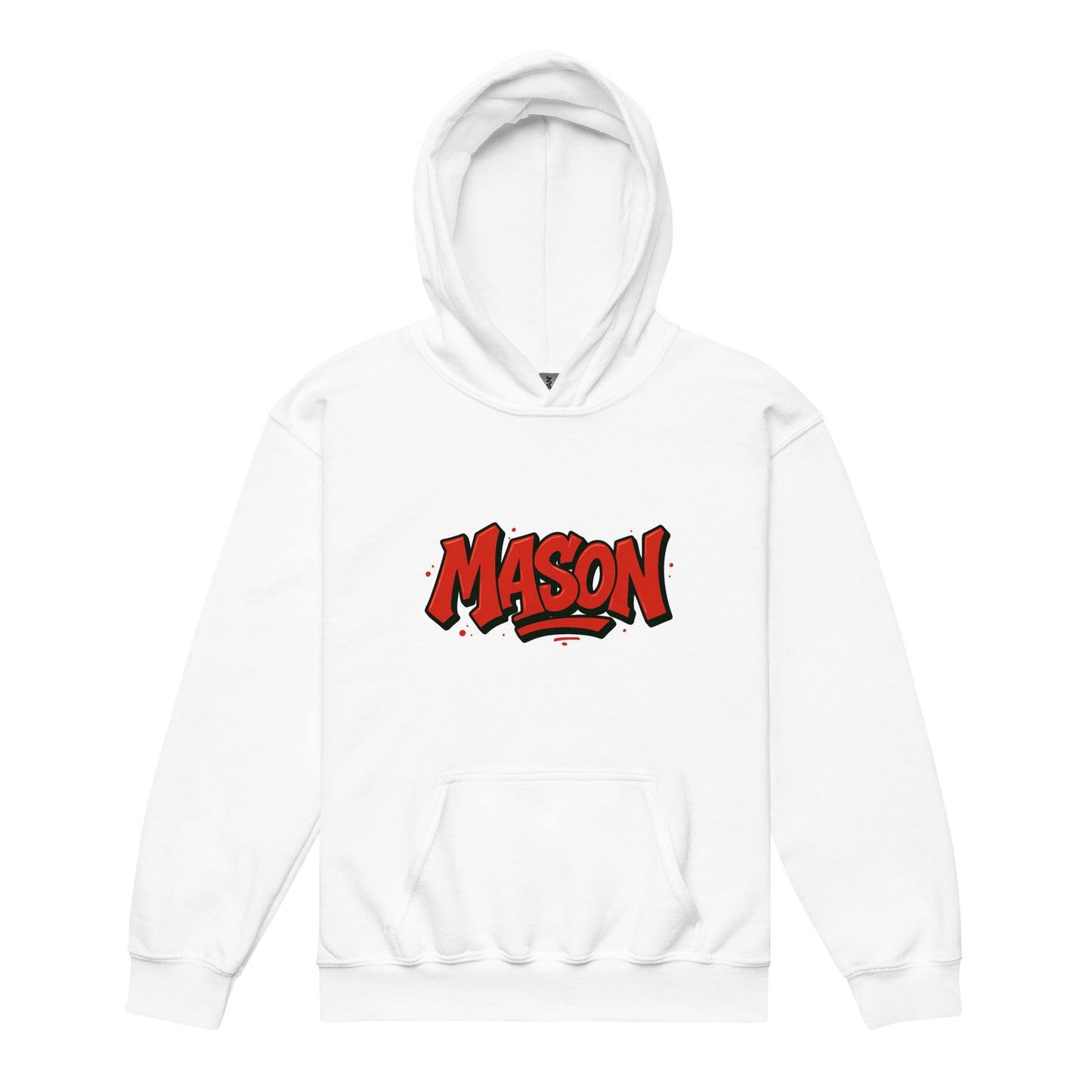 Mason Red Text 1980s Graffiti Hip Hop Style Youth heavy blend hoodie White Hoodie