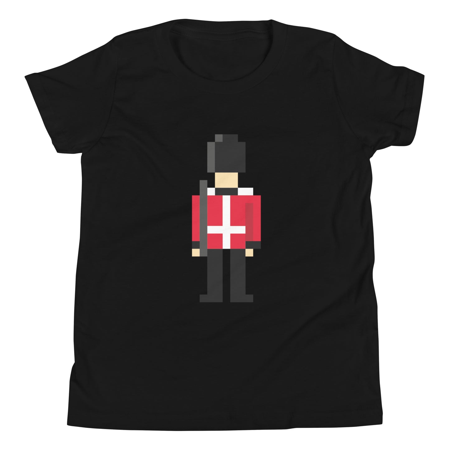 Retro Pixelated Royal Guard T-Shirt – British Soldier Youth Short Sleeve Tee - Souvenir for visitors British/USA Gift Black t-shirt