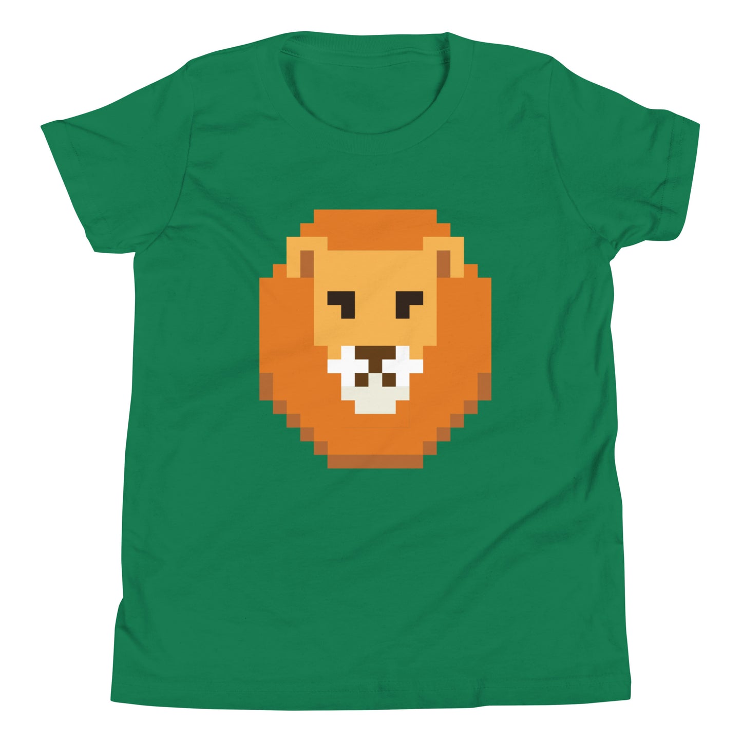 Pixelated Lion Head T-Shirt – Retro Video Game Style Youth Short Sleeve Tee - British/USA Gift Kelly t-shirt