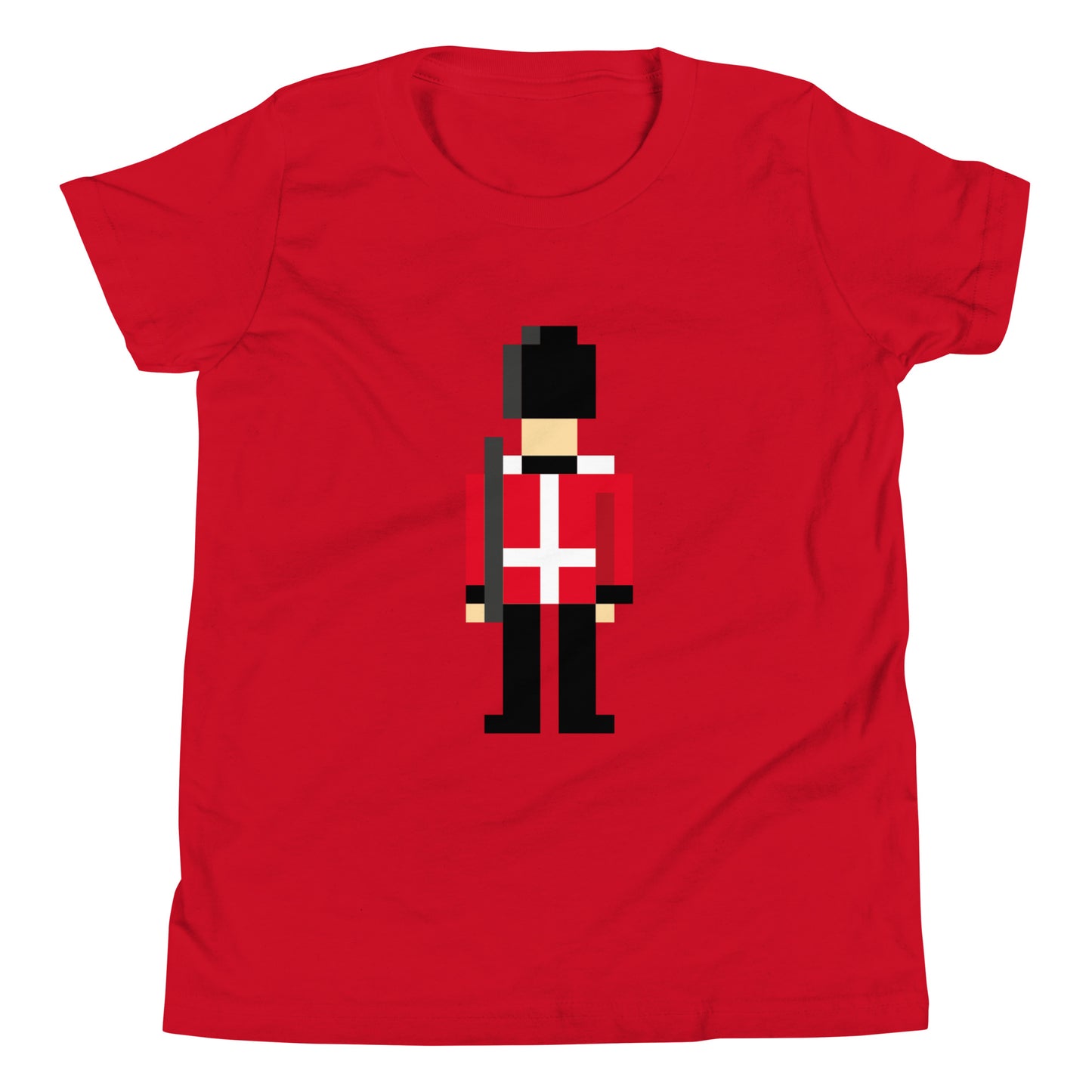 Retro Pixelated Royal Guard T-Shirt – British Soldier Youth Short Sleeve Tee - Souvenir for visitors British/USA Gift Red t-shirt