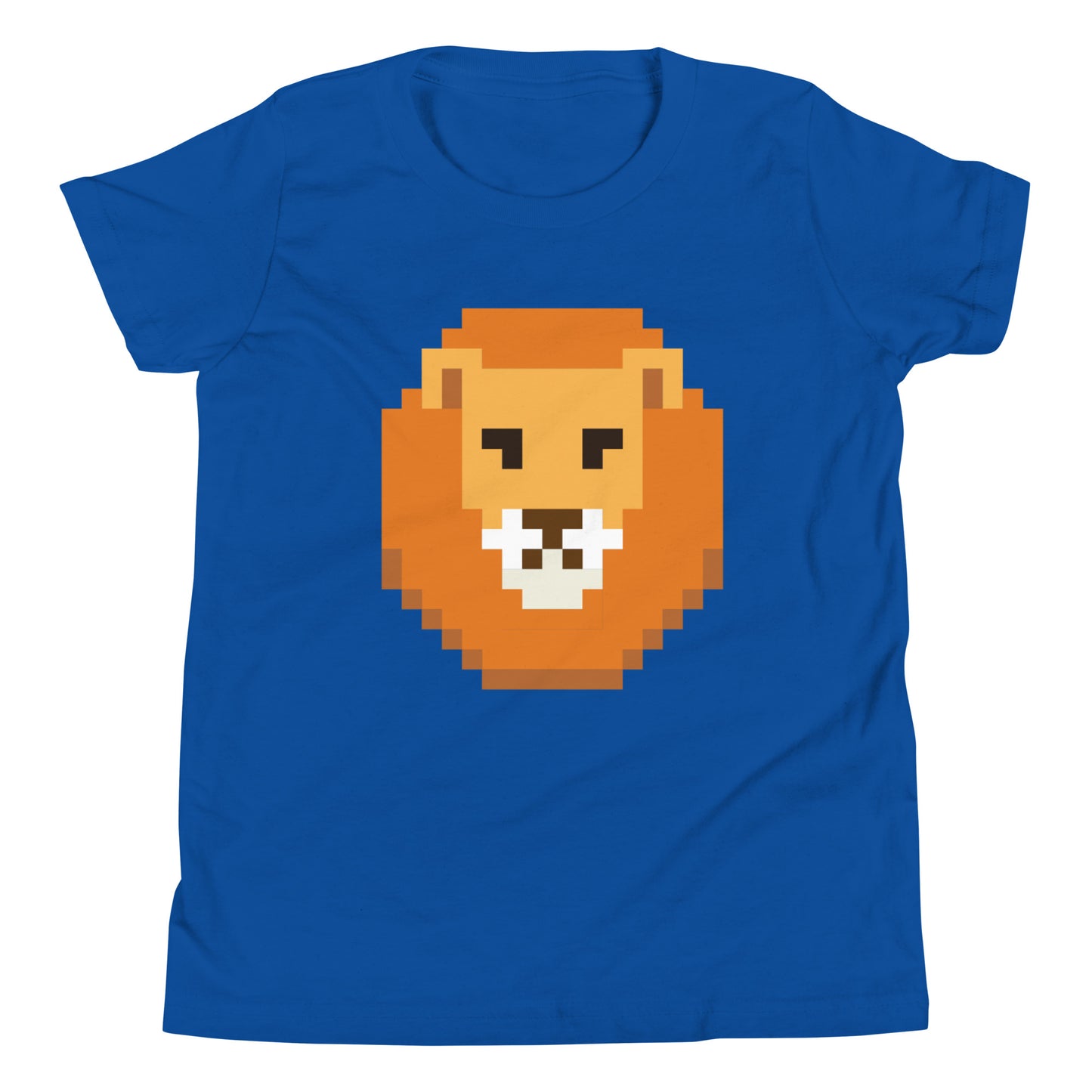 Pixelated Lion Head T-Shirt – Retro Video Game Style Youth Short Sleeve Tee - British/USA Gift True Royal t-shirt